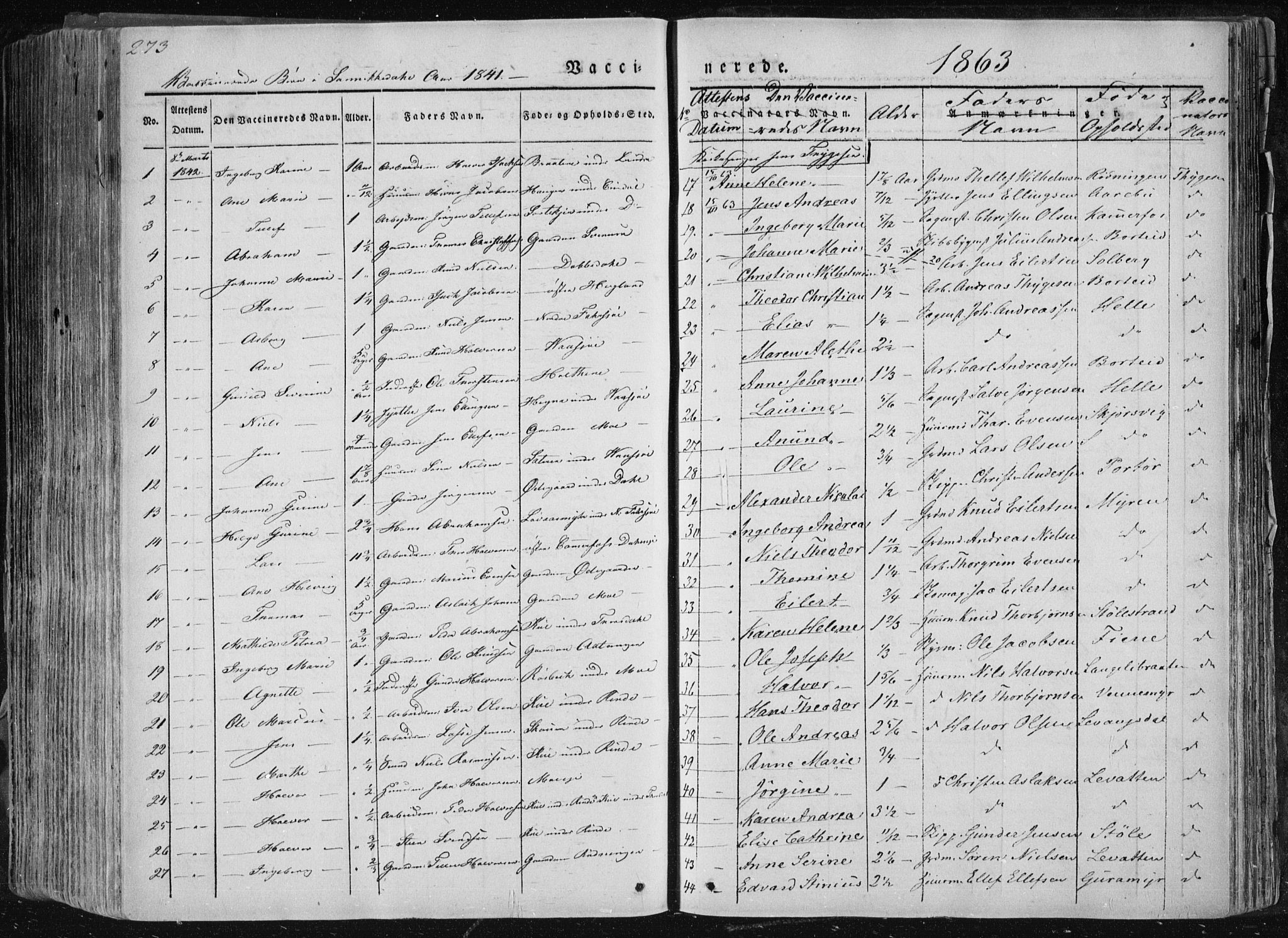 Sannidal kirkebøker, SAKO/A-296/F/Fa/L0007: Parish register (official) no. 7, 1831-1854, p. 273