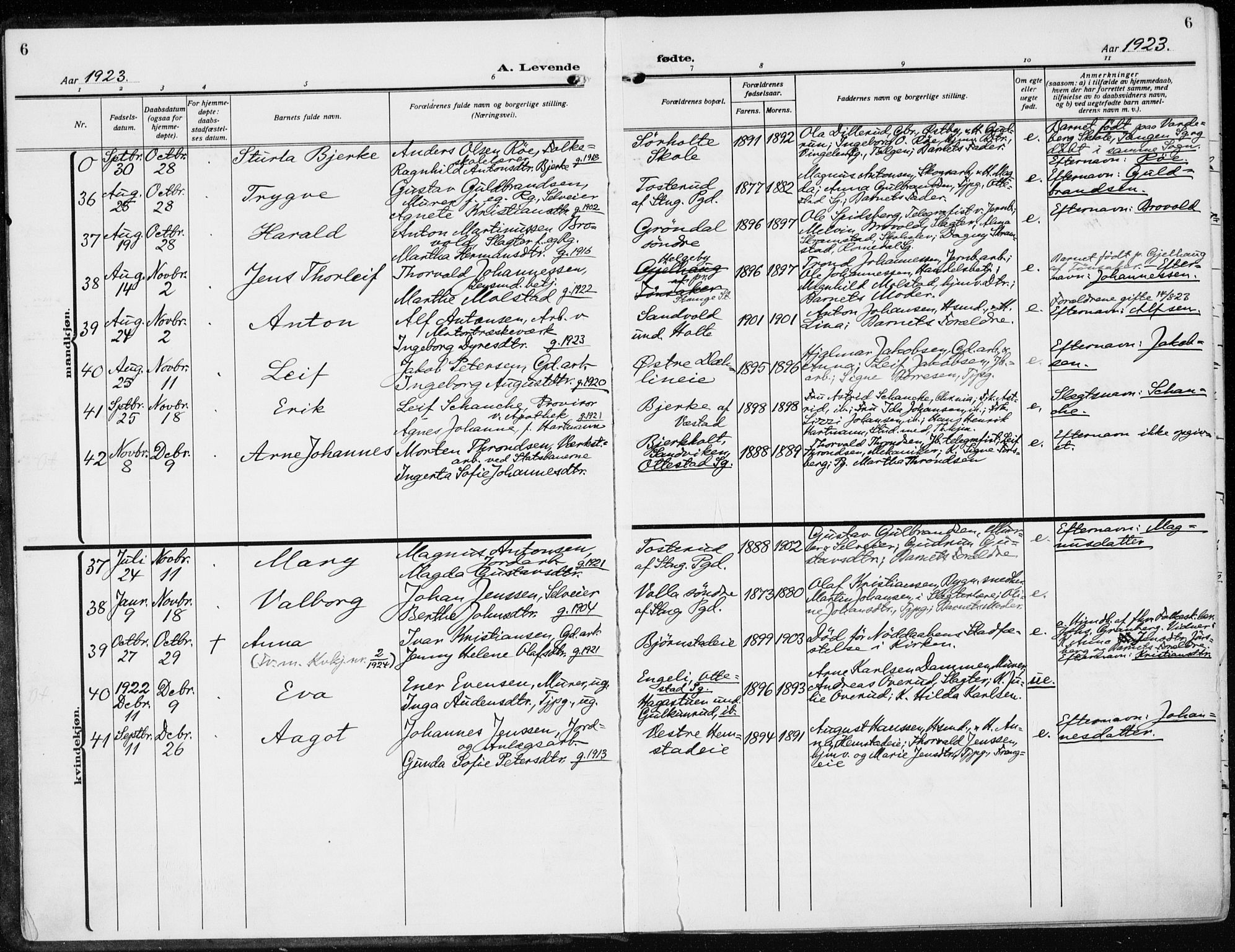 Stange prestekontor, AV/SAH-PREST-002/K/L0026: Parish register (official) no. 26, 1923-1937, p. 6