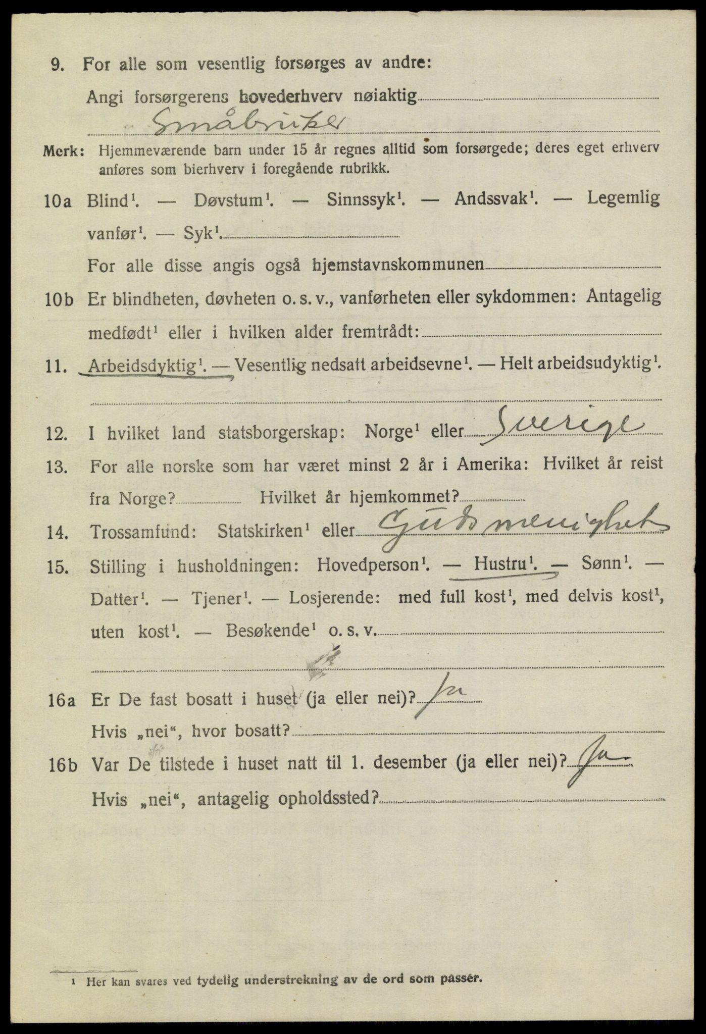 SAKO, 1920 census for Sannidal, 1920, p. 1636