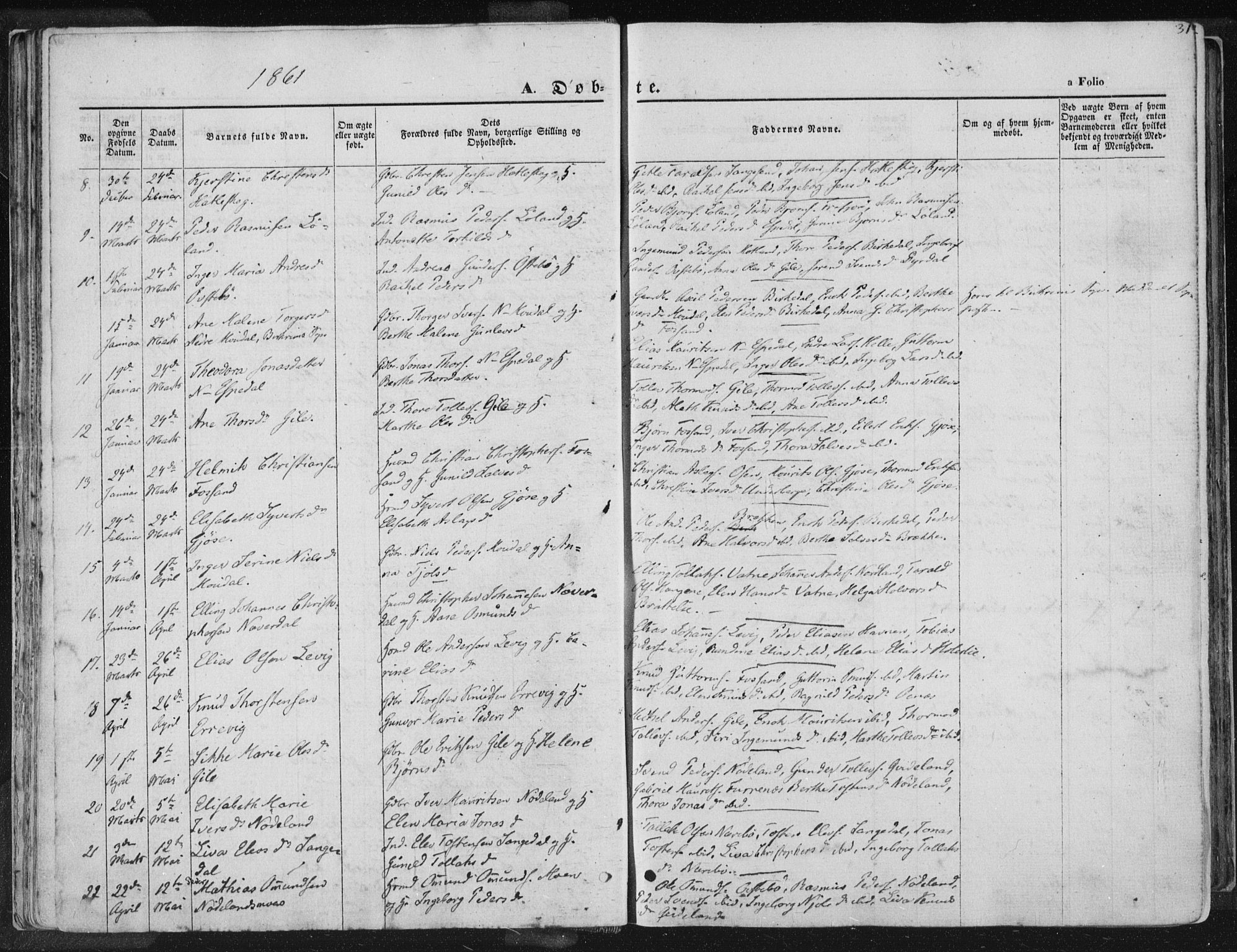 Høgsfjord sokneprestkontor, AV/SAST-A-101624/H/Ha/Haa/L0001: Parish register (official) no. A 1, 1854-1875, p. 31