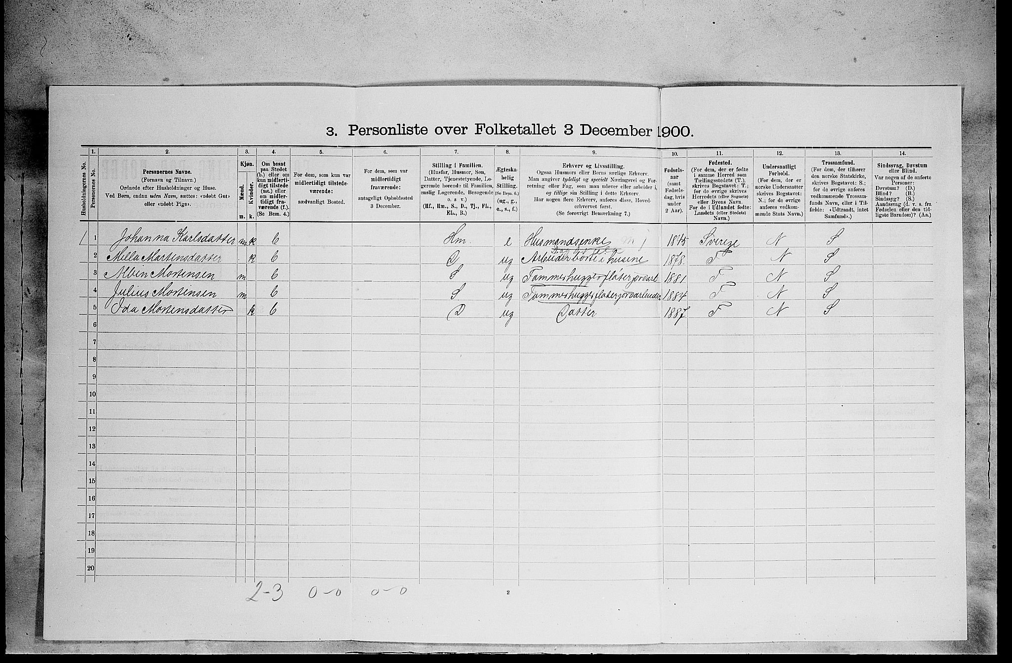 SAH, 1900 census for Åsnes, 1900, p. 1628