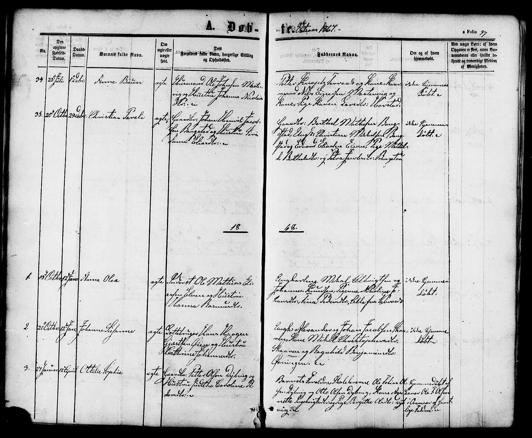 Ministerialprotokoller, klokkerbøker og fødselsregistre - Nordland, SAT/A-1459/810/L0146: Parish register (official) no. 810A08 /1, 1862-1874, p. 37