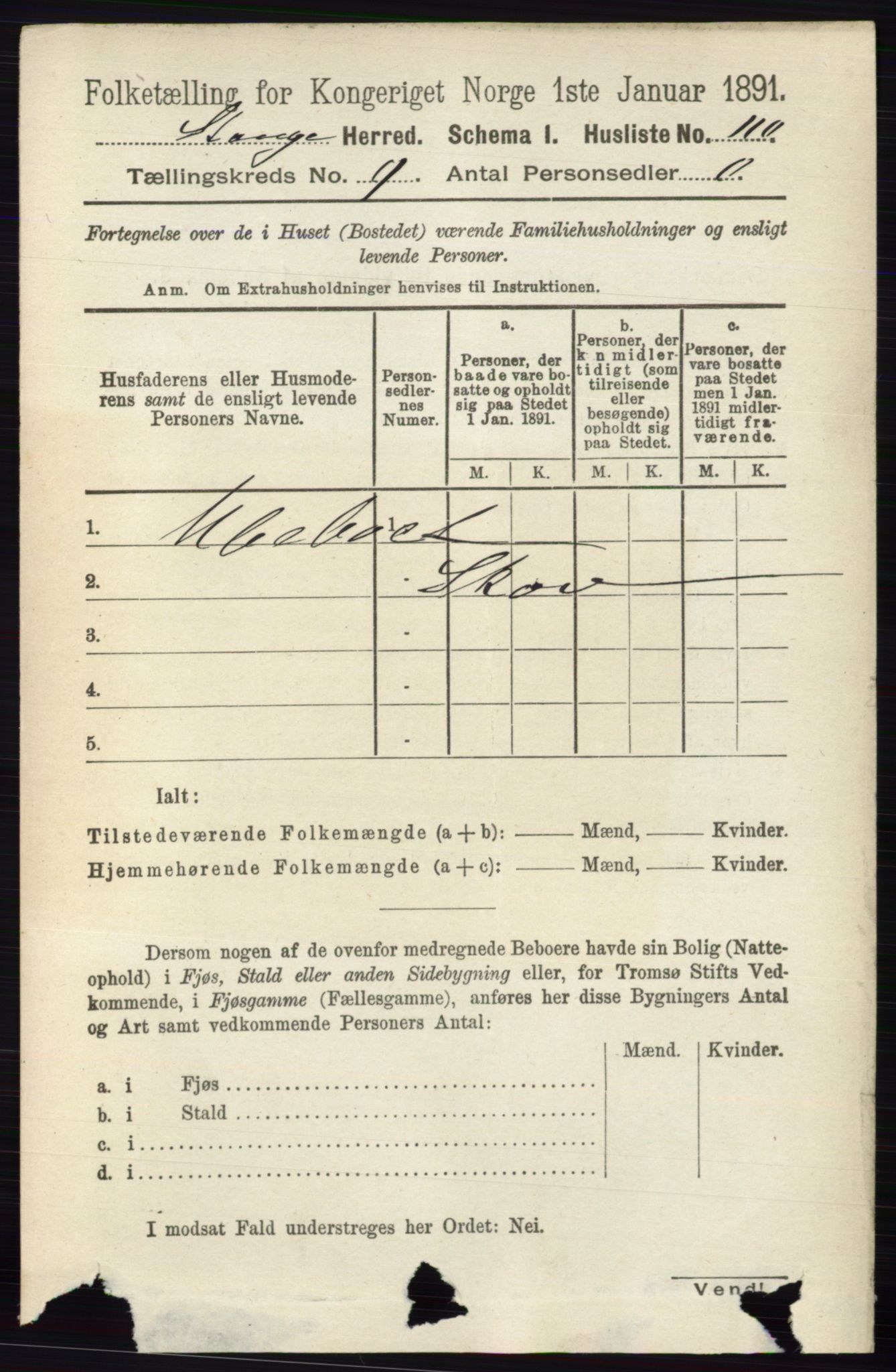 RA, 1891 census for 0417 Stange, 1891, p. 6041