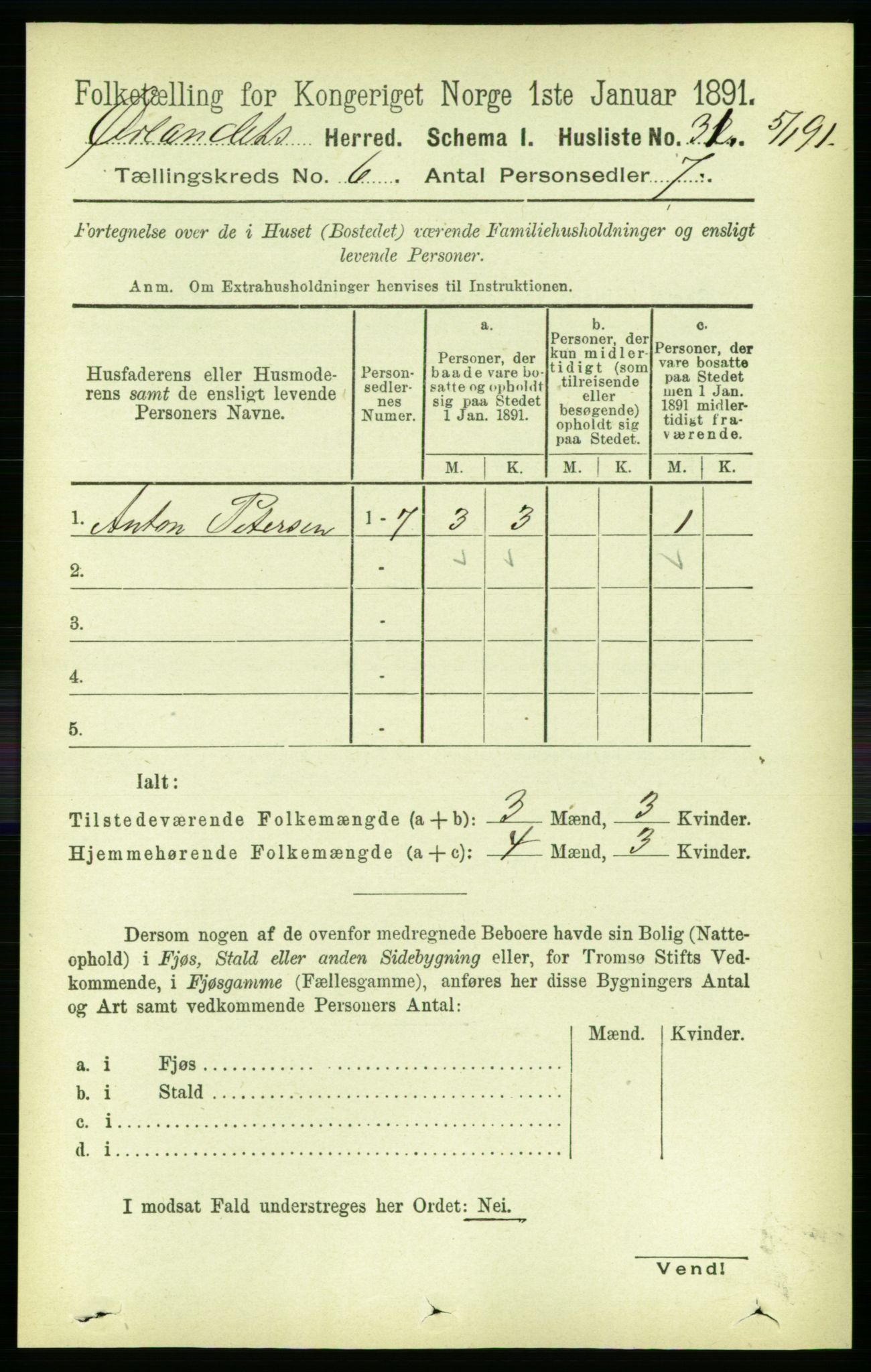 RA, 1891 census for 1621 Ørland, 1891, p. 1787