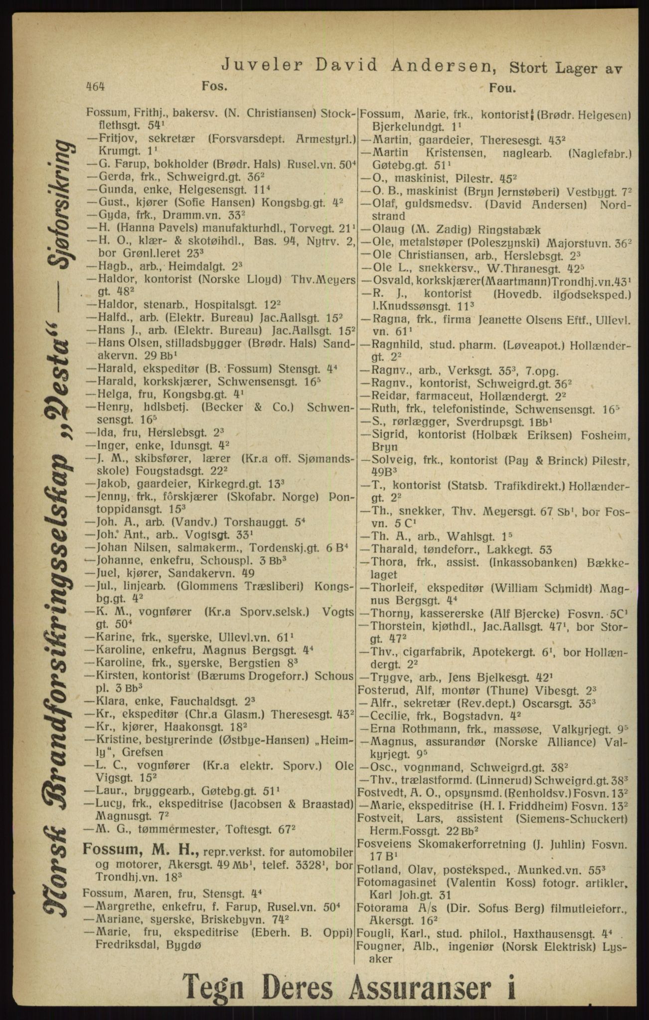 Kristiania/Oslo adressebok, PUBL/-, 1916, p. 464