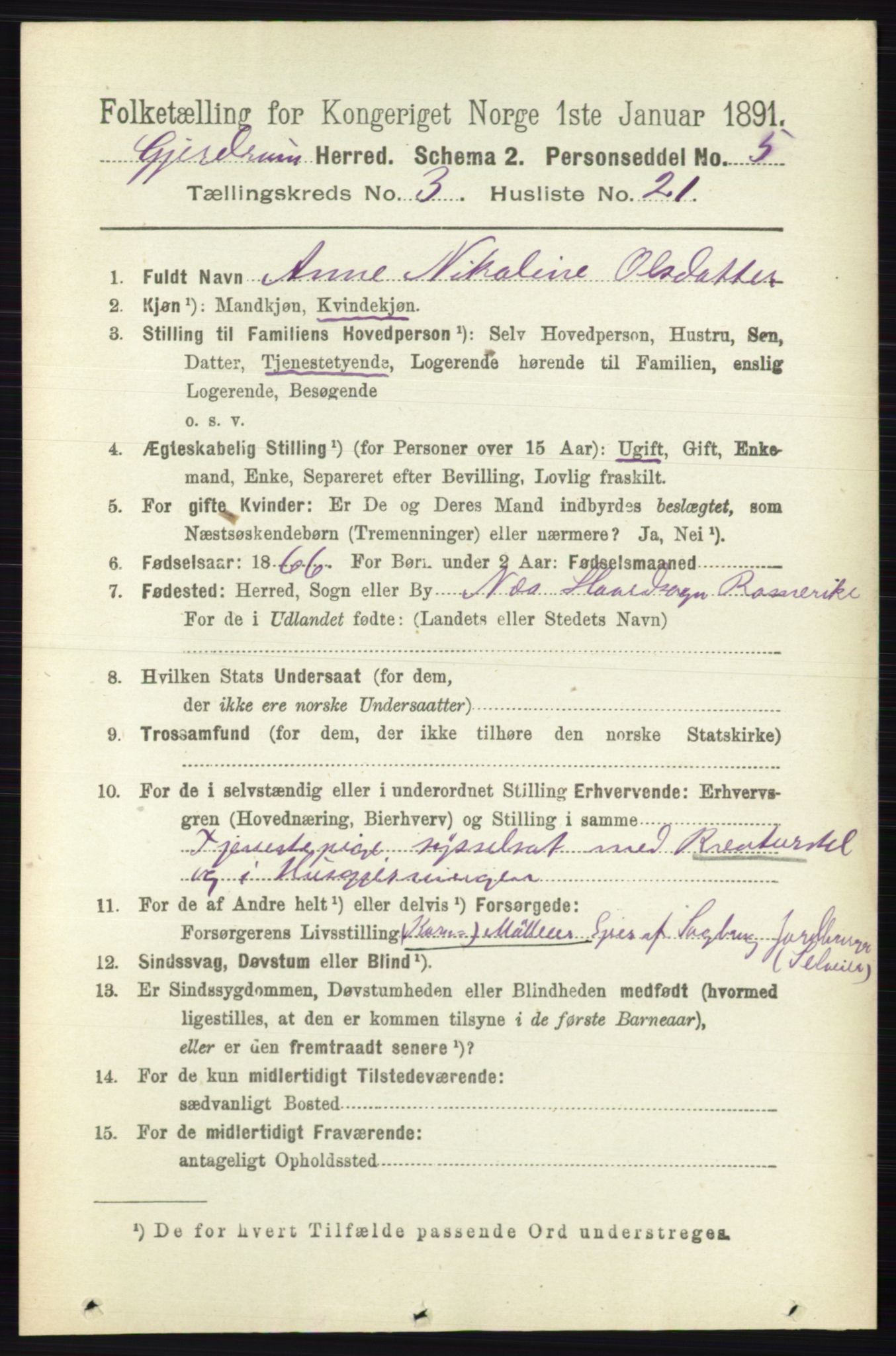 RA, 1891 census for 0234 Gjerdrum, 1891, p. 1375