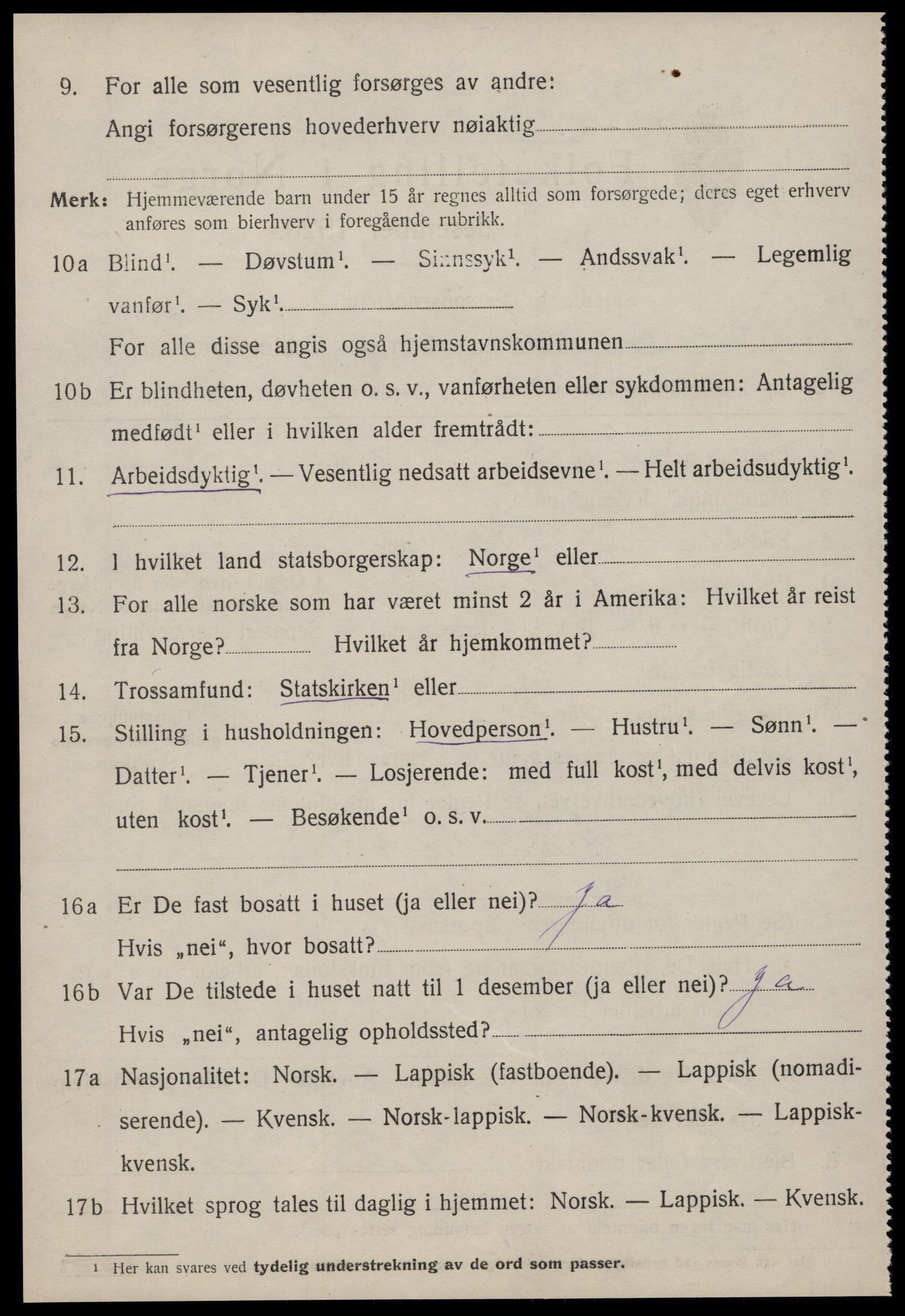 SAT, 1920 census for Sandstad, 1920, p. 1922