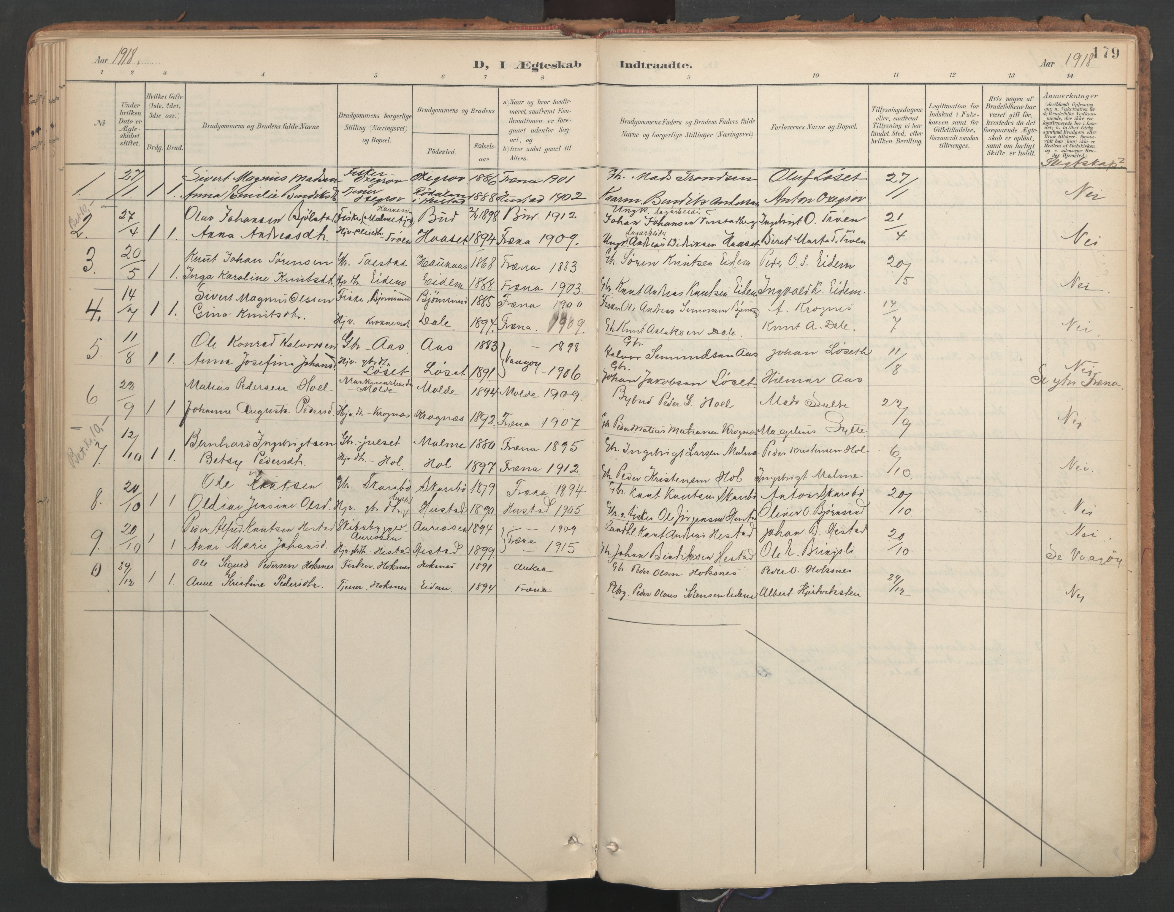 Ministerialprotokoller, klokkerbøker og fødselsregistre - Møre og Romsdal, SAT/A-1454/564/L0741: Parish register (official) no. 564A02, 1900-1976, p. 179