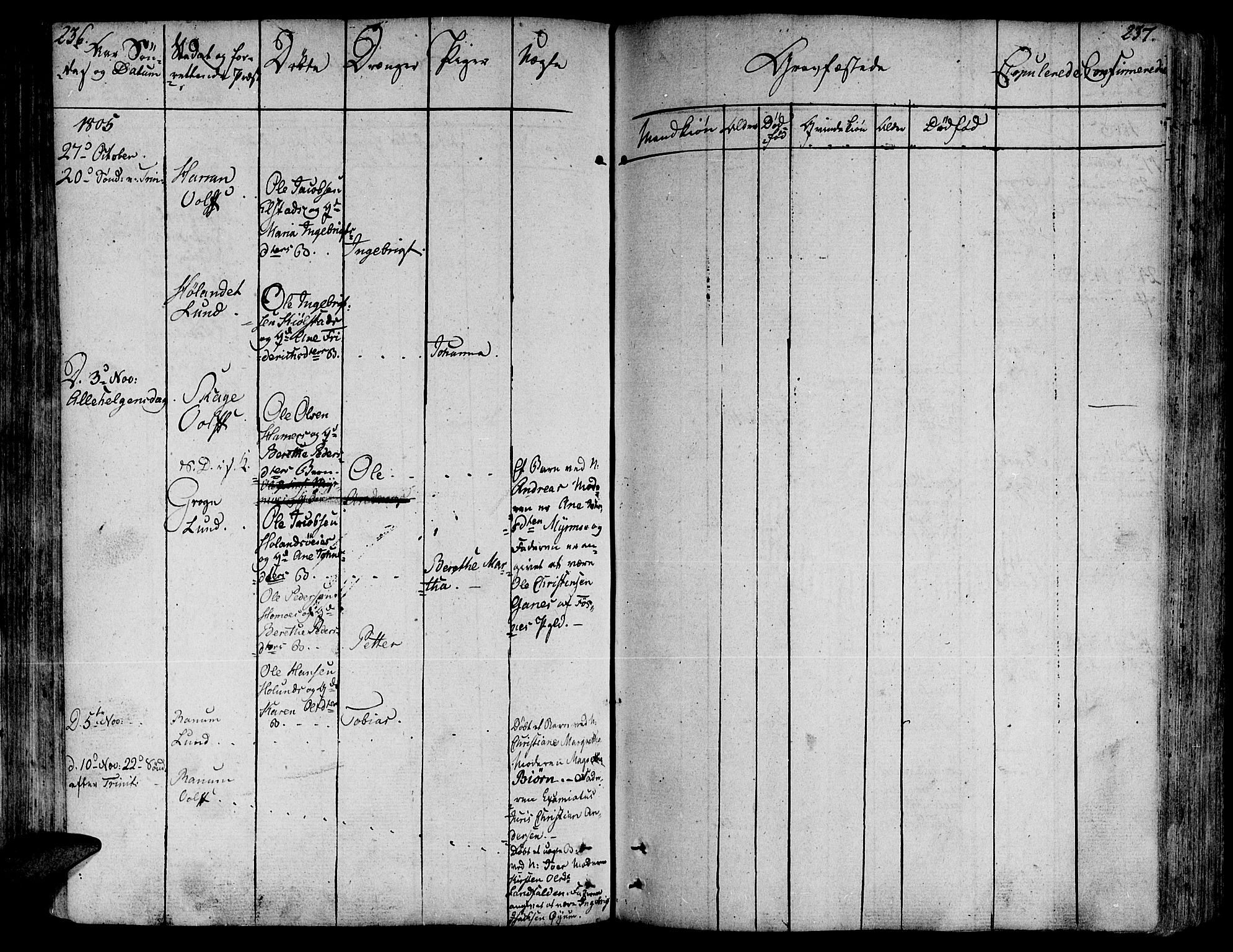 Ministerialprotokoller, klokkerbøker og fødselsregistre - Nord-Trøndelag, AV/SAT-A-1458/764/L0545: Parish register (official) no. 764A05, 1799-1816, p. 236-237