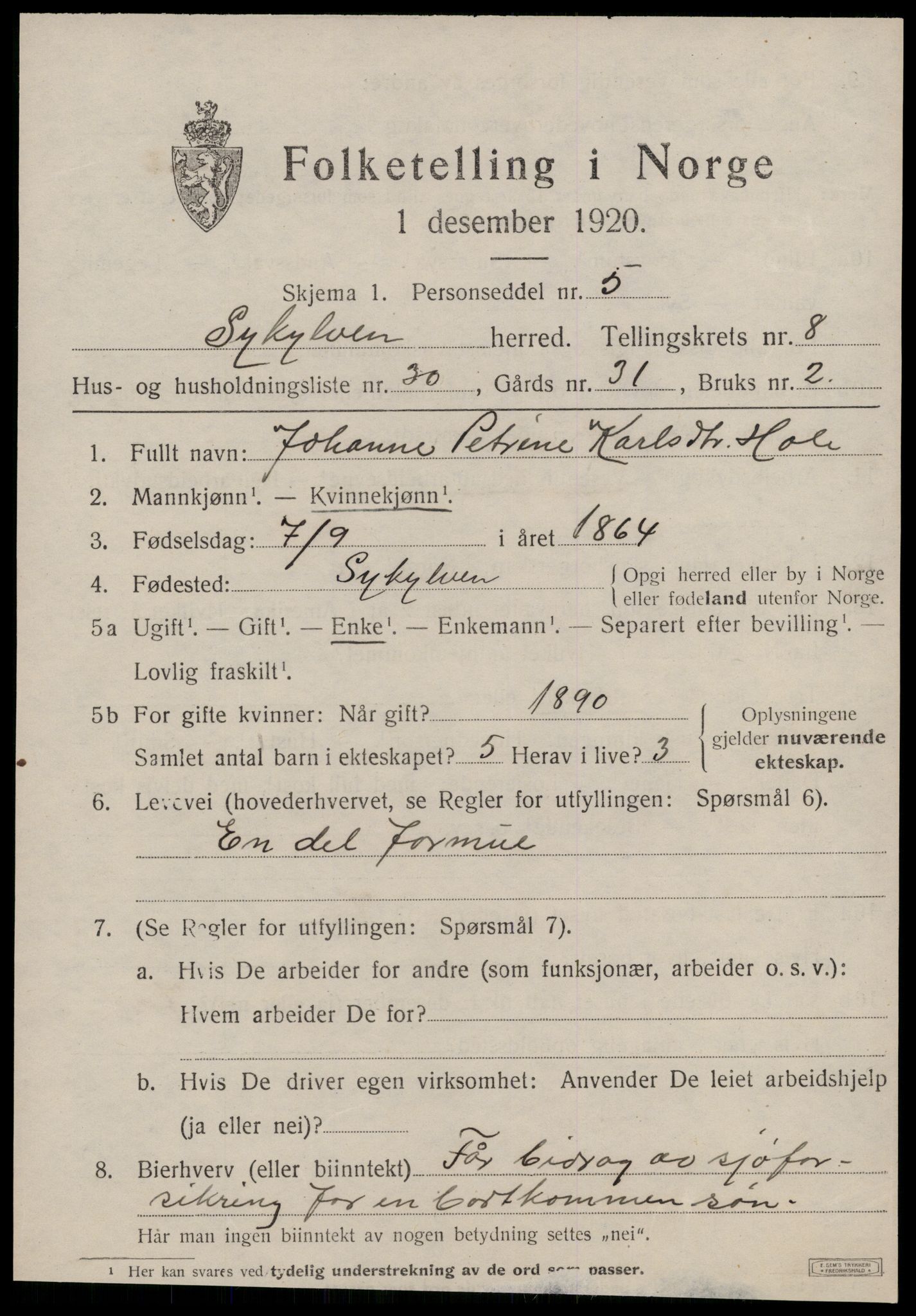 SAT, 1920 census for Sykkylven, 1920, p. 4683