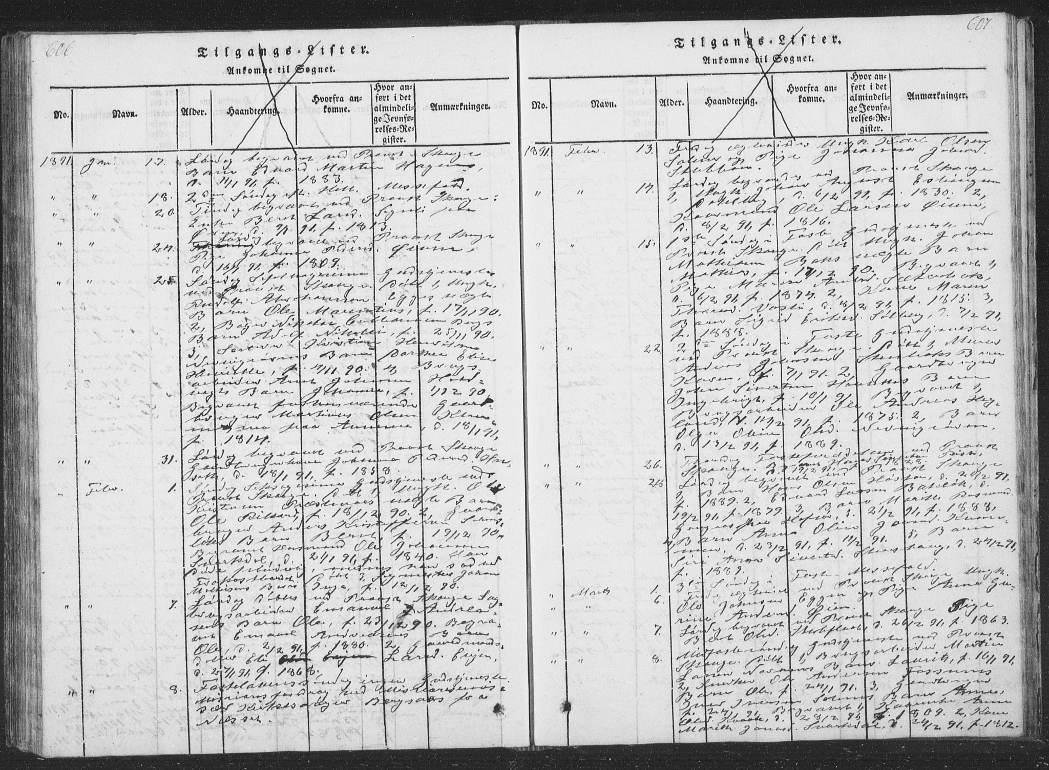 Ministerialprotokoller, klokkerbøker og fødselsregistre - Sør-Trøndelag, SAT/A-1456/668/L0816: Parish register (copy) no. 668C05, 1816-1893, p. 606-607