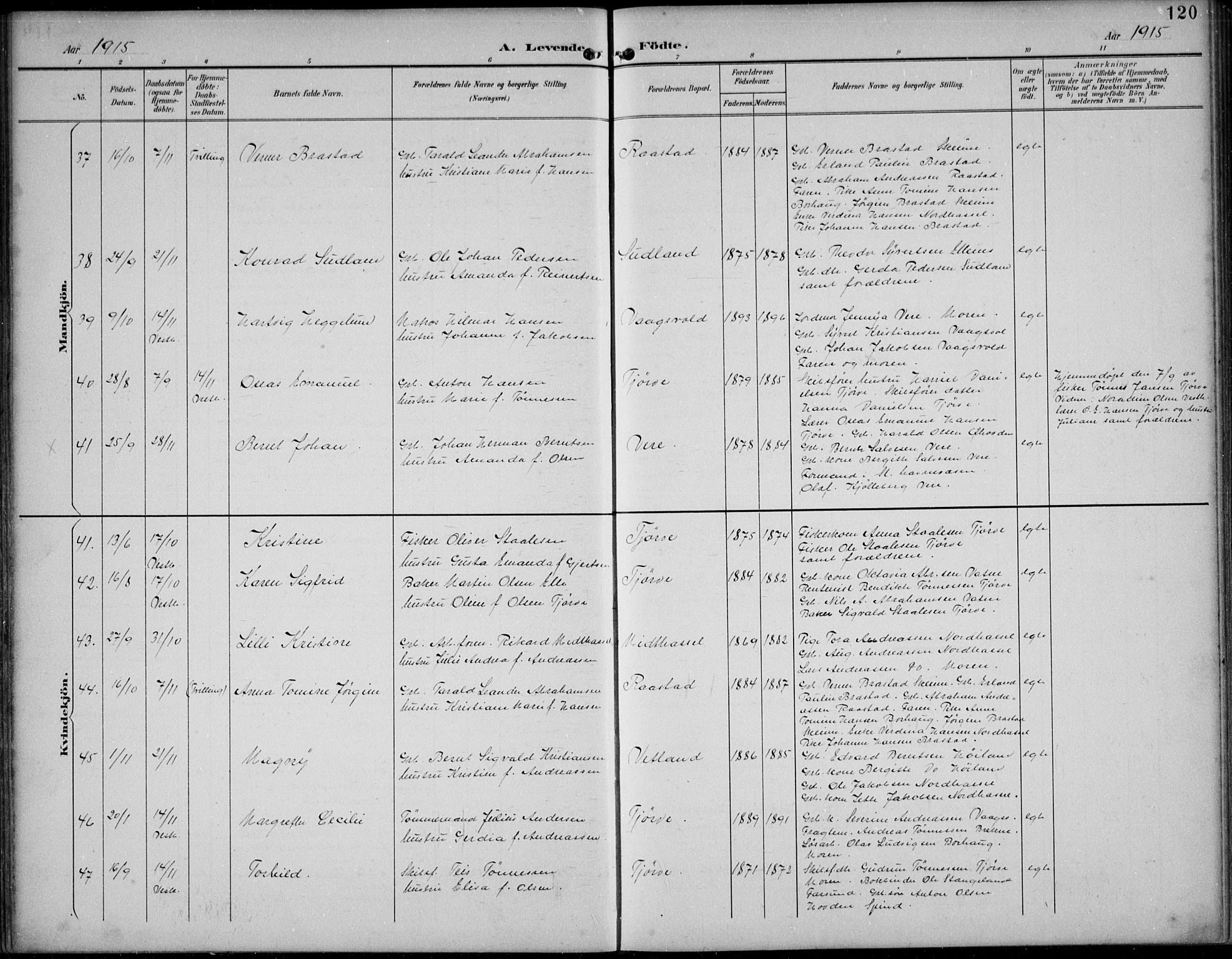 Lista sokneprestkontor, AV/SAK-1111-0027/F/Fb/L0005: Parish register (copy) no. B 5, 1892-1923, p. 120