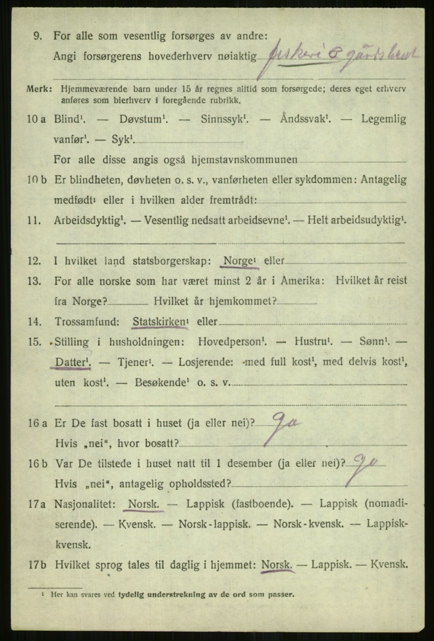 SATØ, 1920 census for Lyngen, 1920, p. 10378