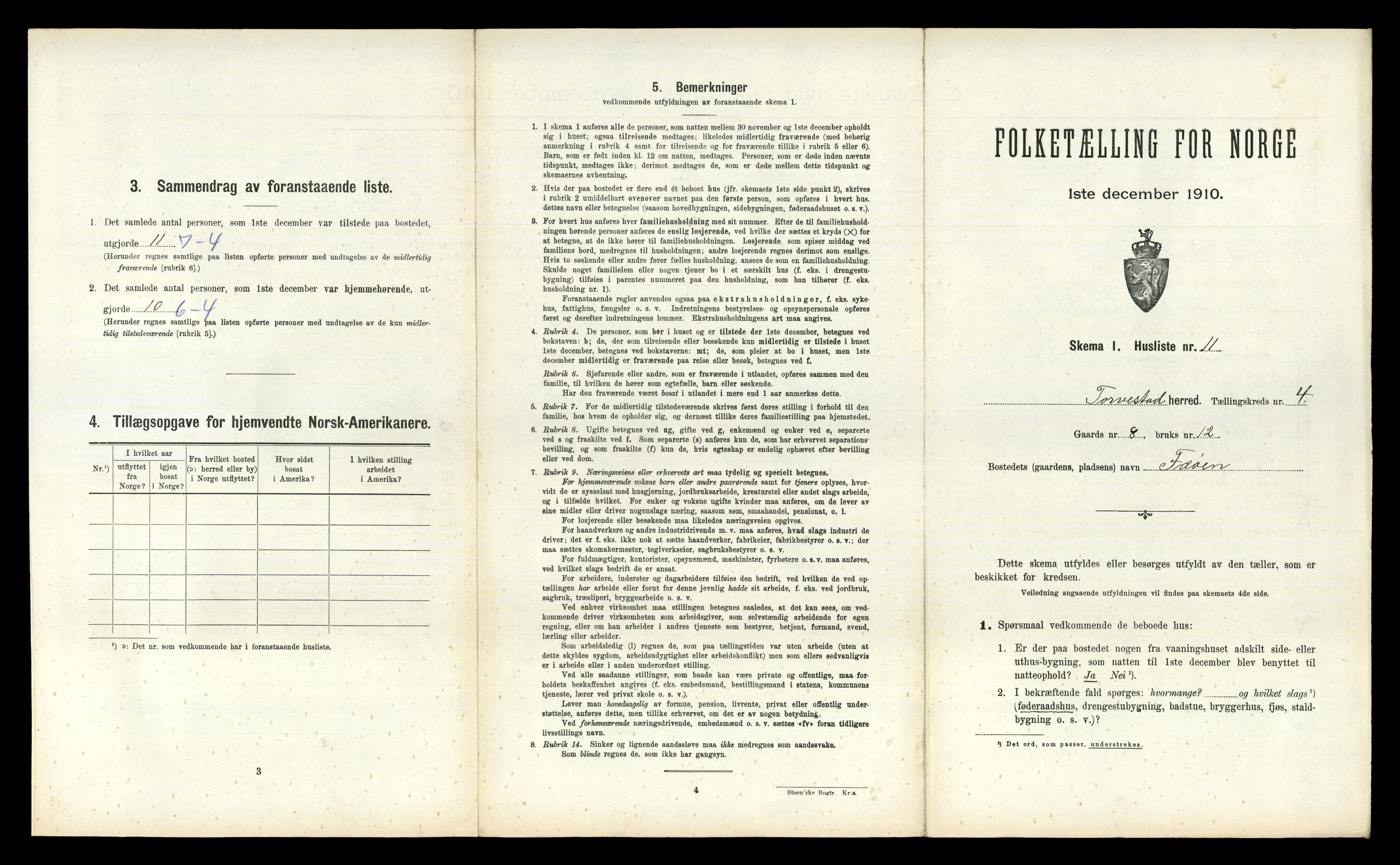 RA, 1910 census for Torvastad, 1910, p. 661