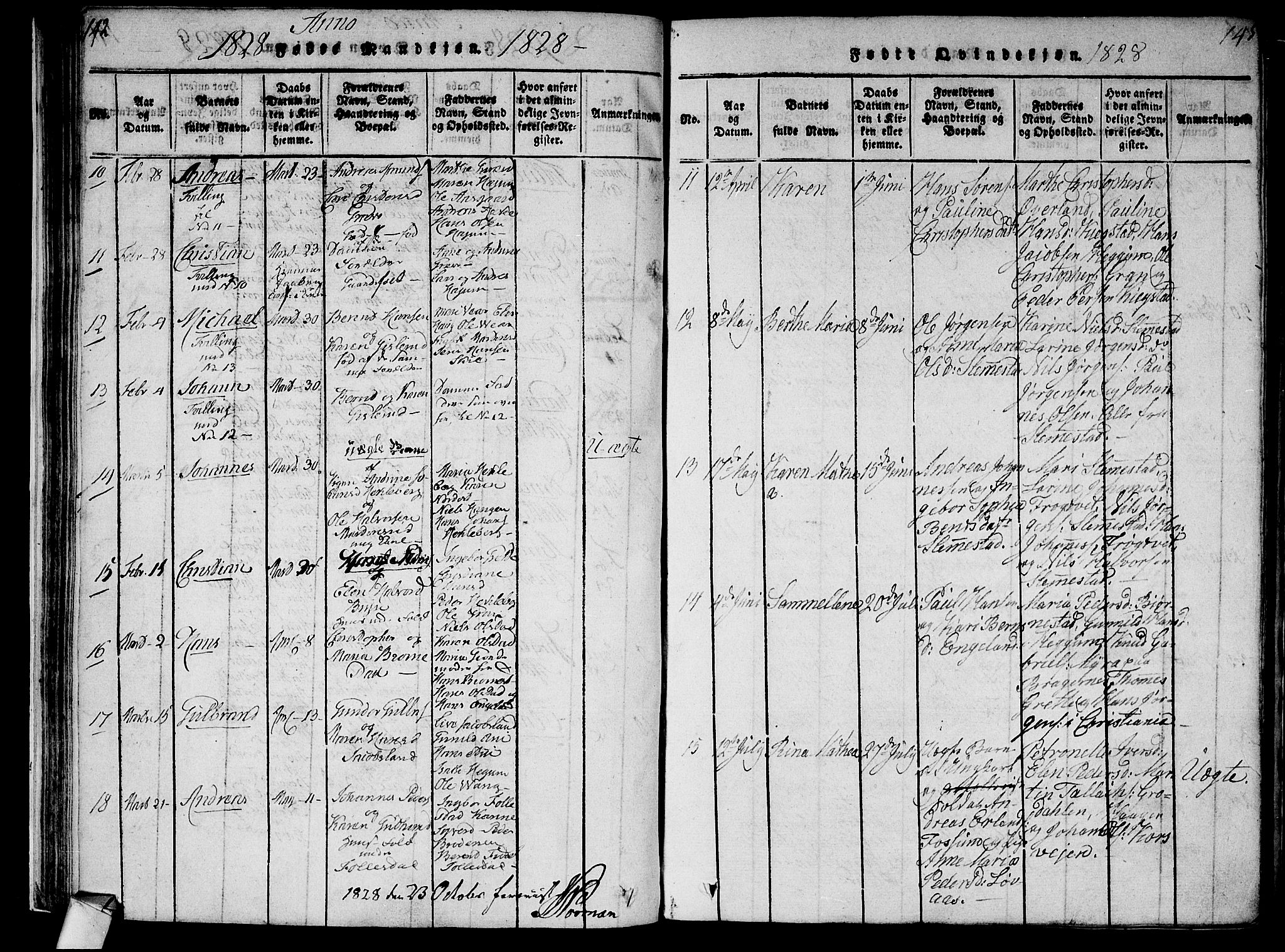 Røyken kirkebøker, AV/SAKO-A-241/F/Fa/L0004: Parish register (official) no. 4, 1814-1832, p. 142-143
