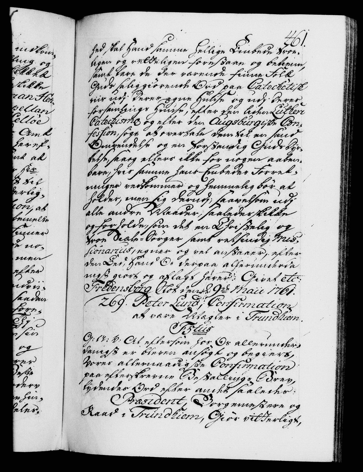 Danske Kanselli 1572-1799, AV/RA-EA-3023/F/Fc/Fca/Fcaa/L0041: Norske registre, 1760-1762, p. 461a