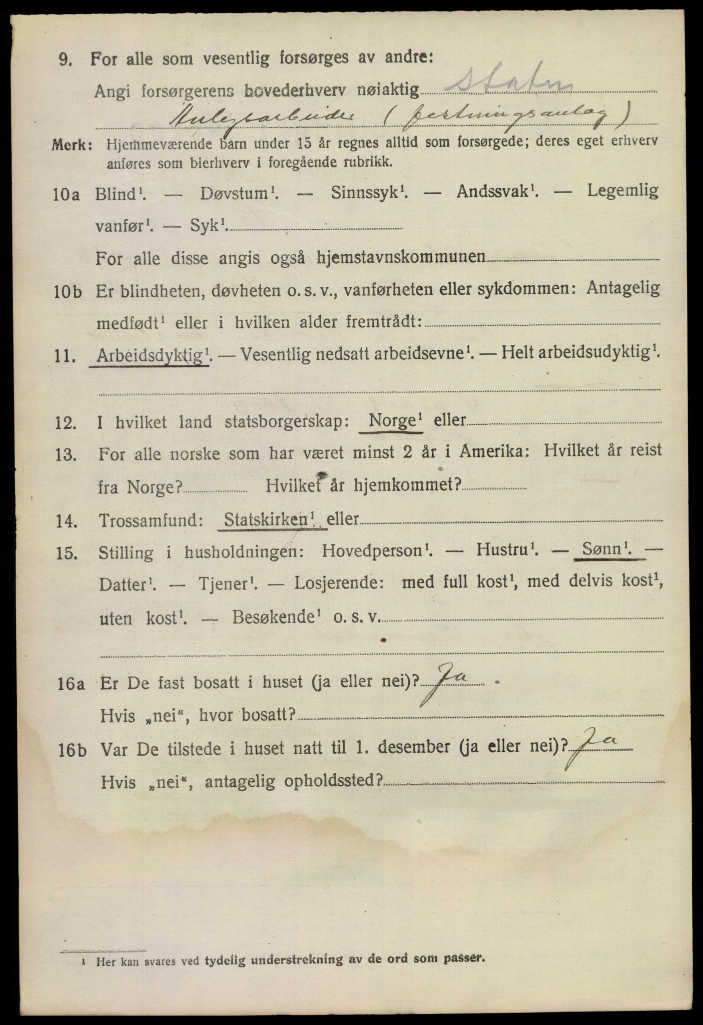 SAKO, 1920 census for Bamble, 1920, p. 9856