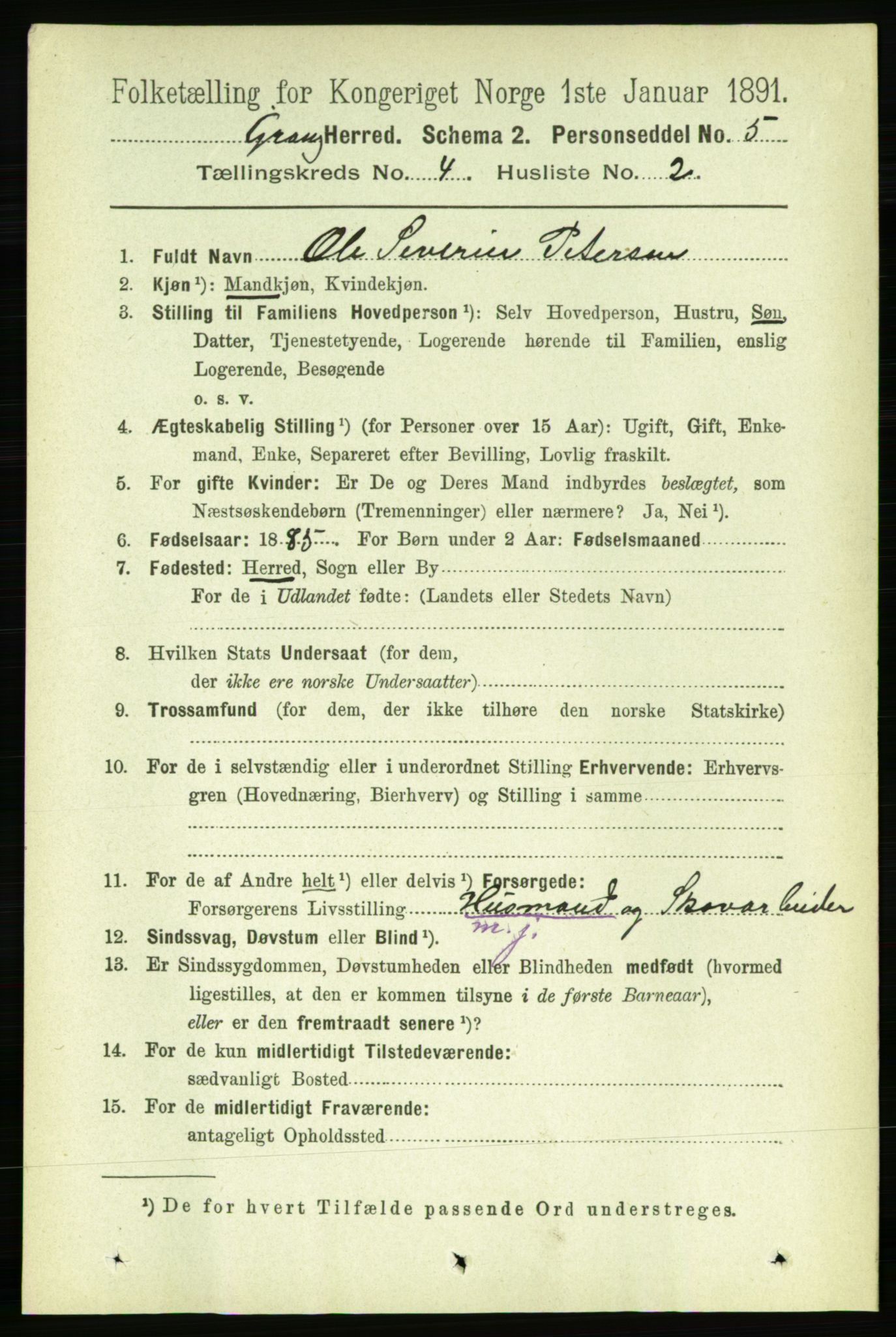 RA, 1891 census for 1742 Grong, 1891, p. 1501