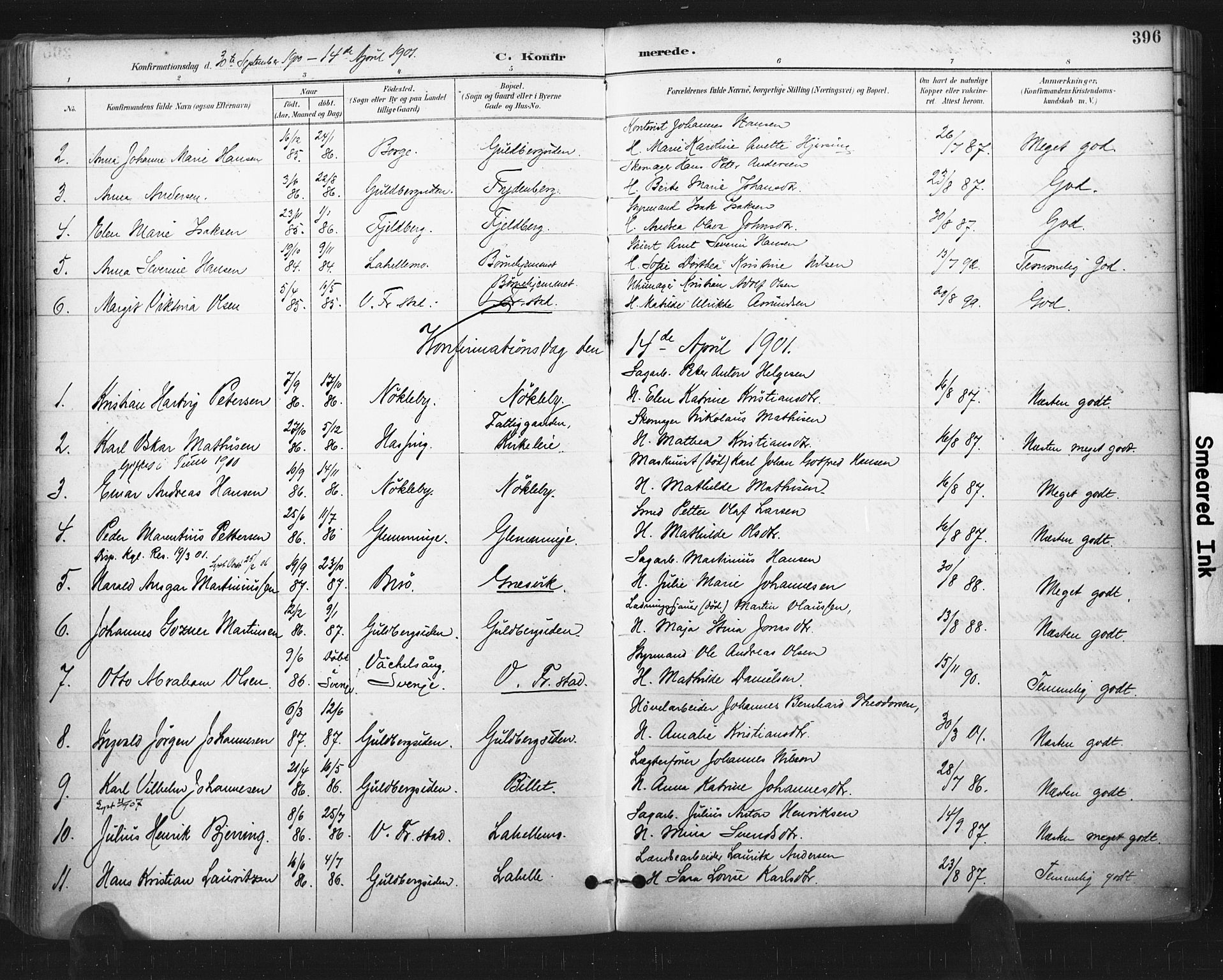 Glemmen prestekontor Kirkebøker, SAO/A-10908/F/Fa/L0013: Parish register (official) no. 13, 1892-1907, p. 396
