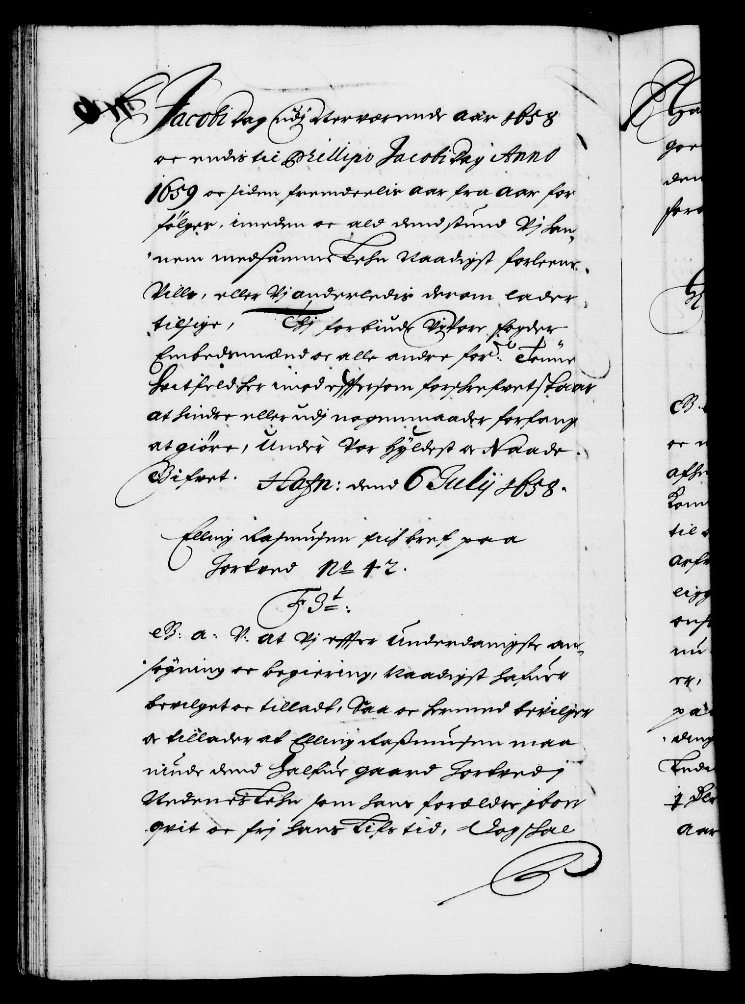 Danske Kanselli 1572-1799, RA/EA-3023/F/Fc/Fca/Fcaa/L0009: Norske registre (mikrofilm), 1657-1660, p. 106b