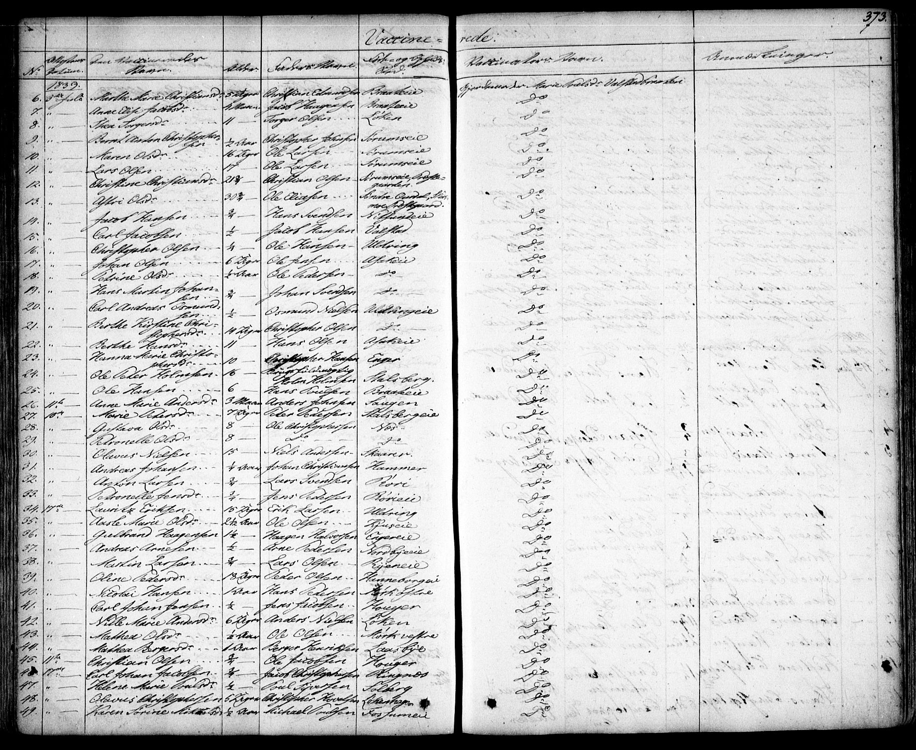 Skedsmo prestekontor Kirkebøker, AV/SAO-A-10033a/F/Fa/L0009: Parish register (official) no. I 9, 1830-1853, p. 373