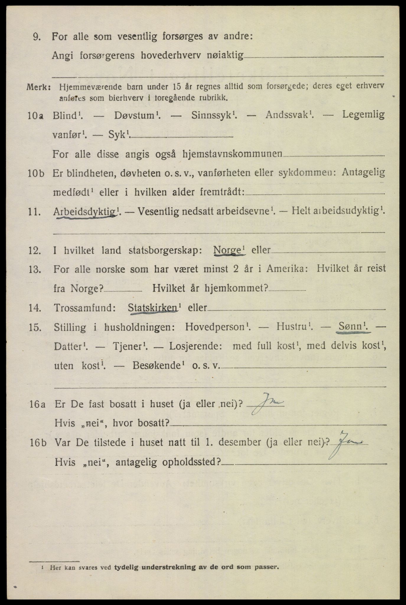 SAK, 1920 census for Åseral, 1920, p. 535