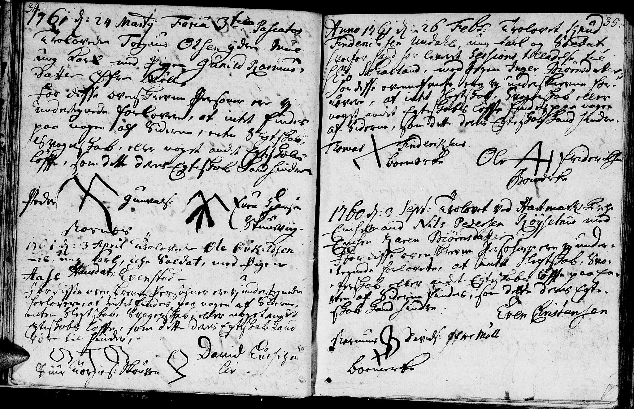 Holum sokneprestkontor, SAK/1111-0022/F/Fa/Faa/L0001: Parish register (official) no. A 1, 1750-1802, p. 34-35