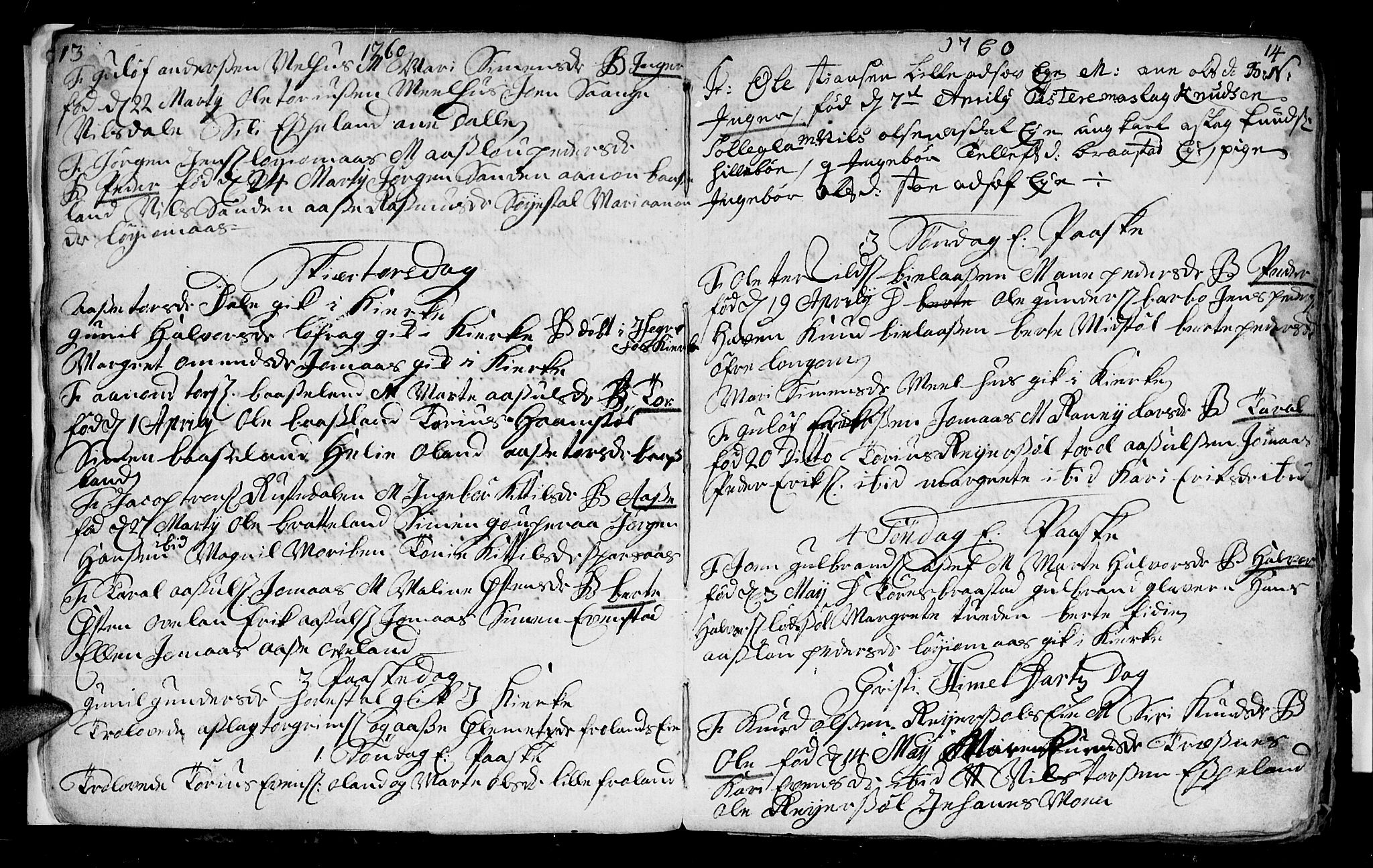 Froland sokneprestkontor, AV/SAK-1111-0013/F/Fb/L0003: Parish register (copy) no. B 3, 1759-1776, p. 13-14