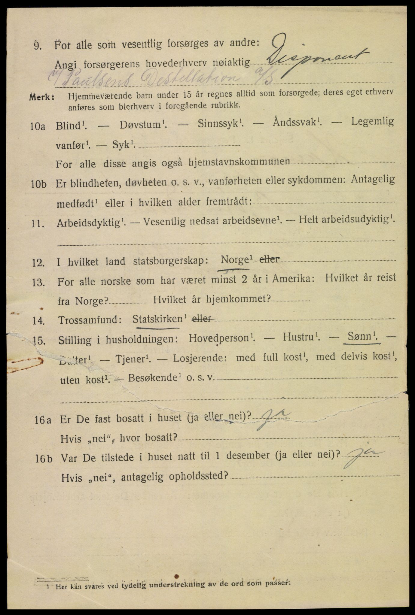 SAH, 1920 census for Hamar, 1920, p. 9064