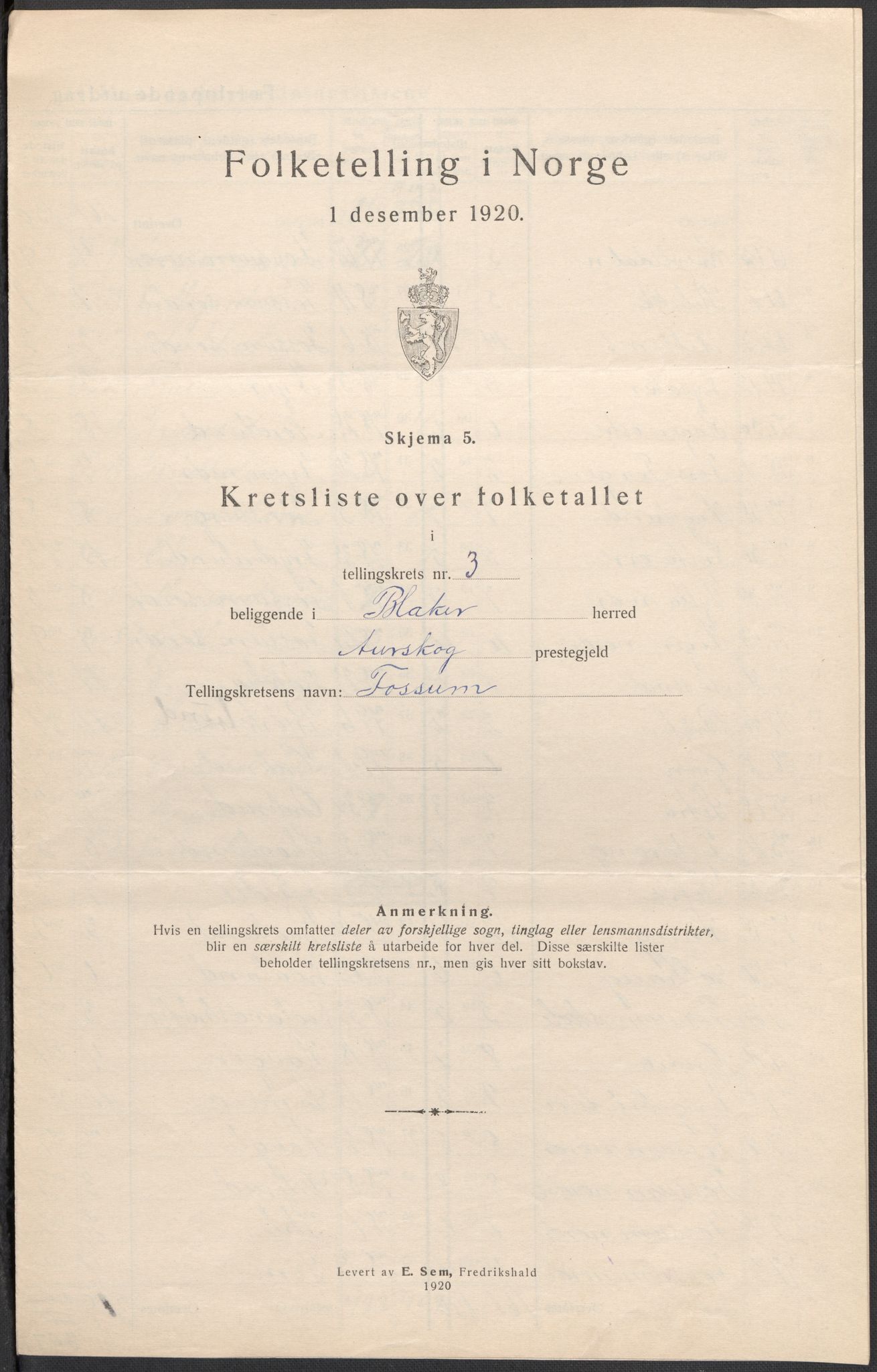 SAO, 1920 census for Blaker, 1920, p. 11