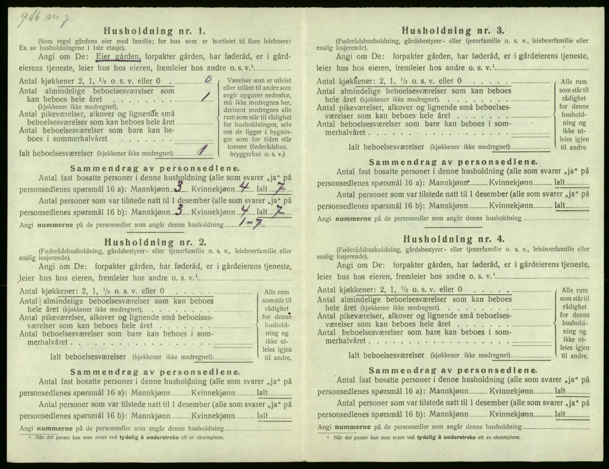 SAB, 1920 census for Røldal, 1920, p. 48