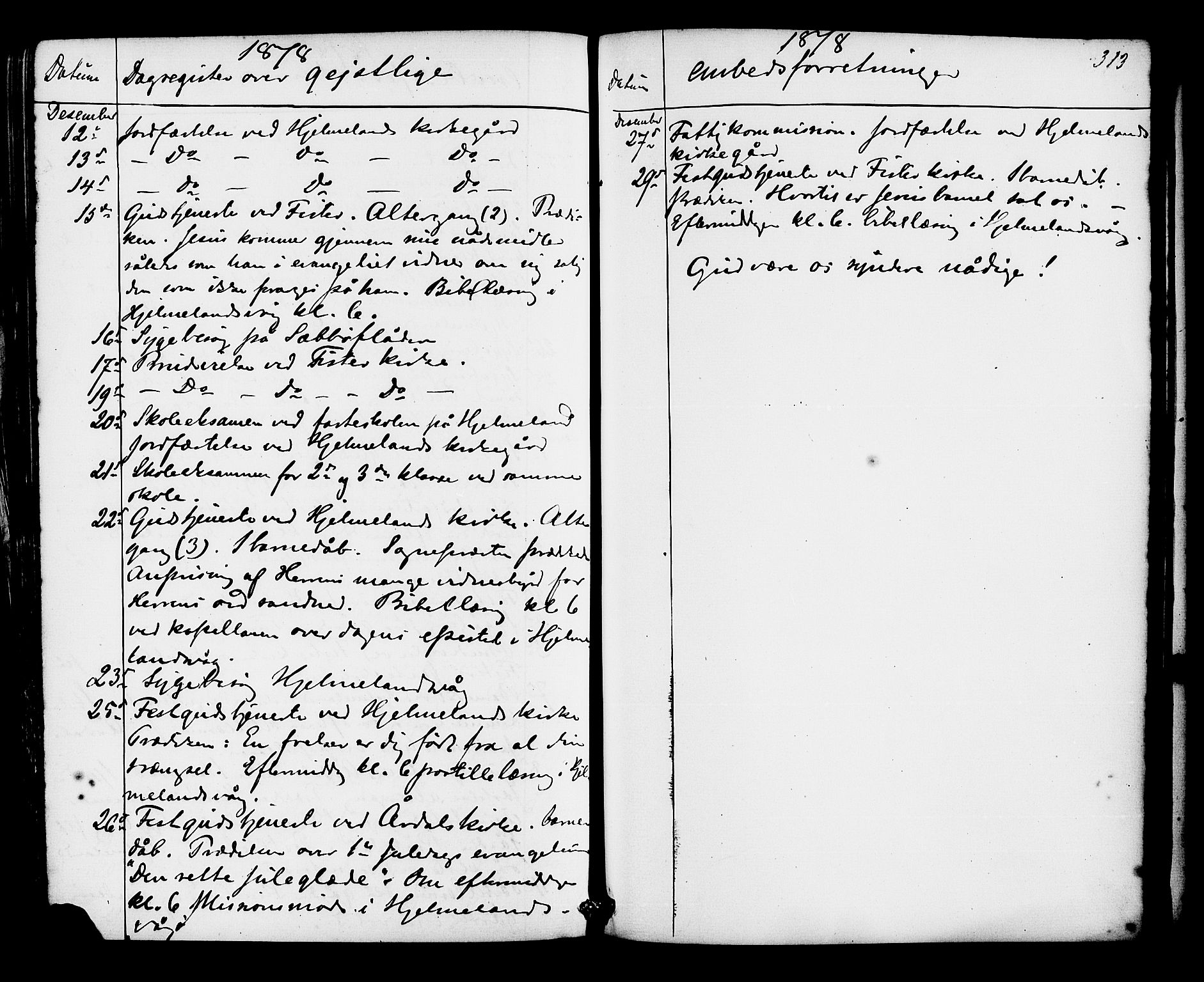 Hjelmeland sokneprestkontor, AV/SAST-A-101843/01/IV/L0012: Parish register (official) no. A 12, 1862-1886, p. 313