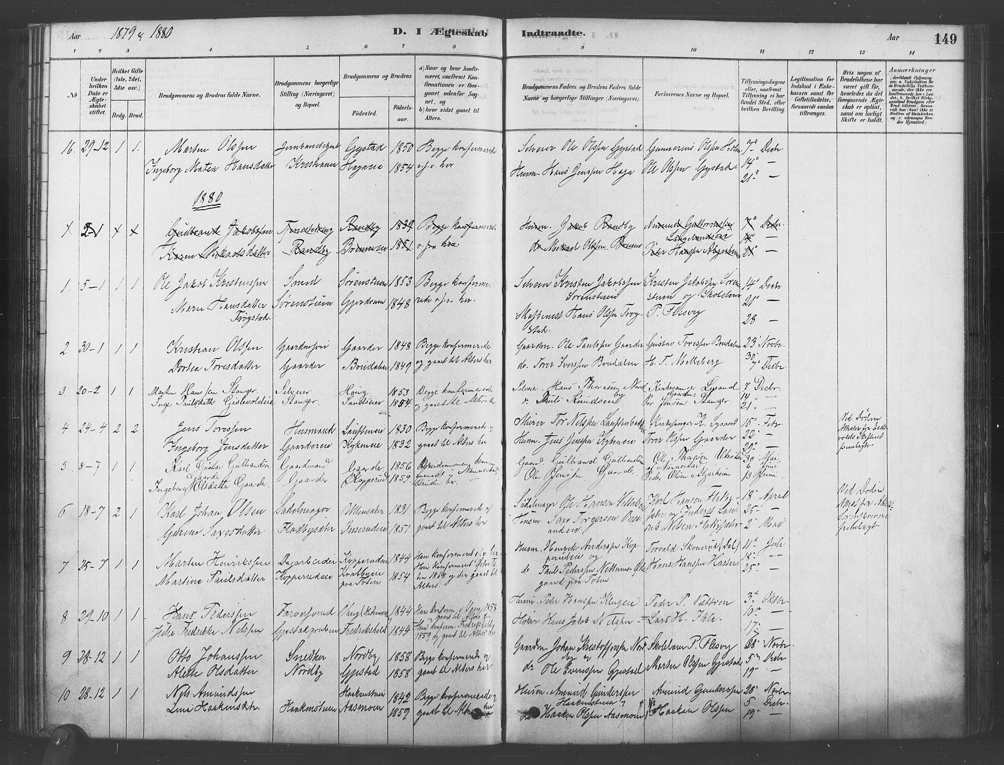 Ullensaker prestekontor Kirkebøker, AV/SAO-A-10236a/F/Fb/L0001: Parish register (official) no. II 1, 1878-1893, p. 149