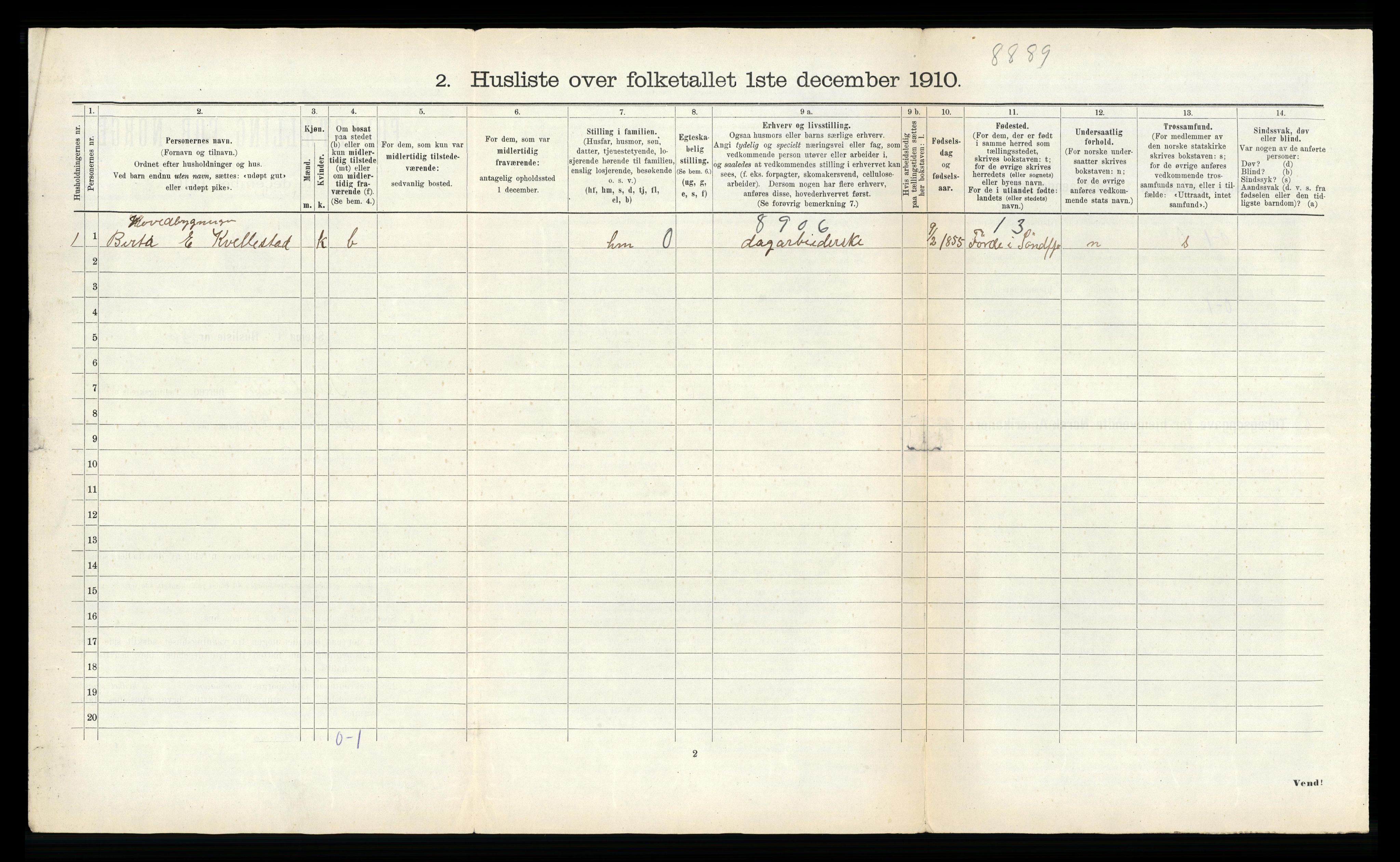 RA, 1910 census for Aurland, 1910, p. 874