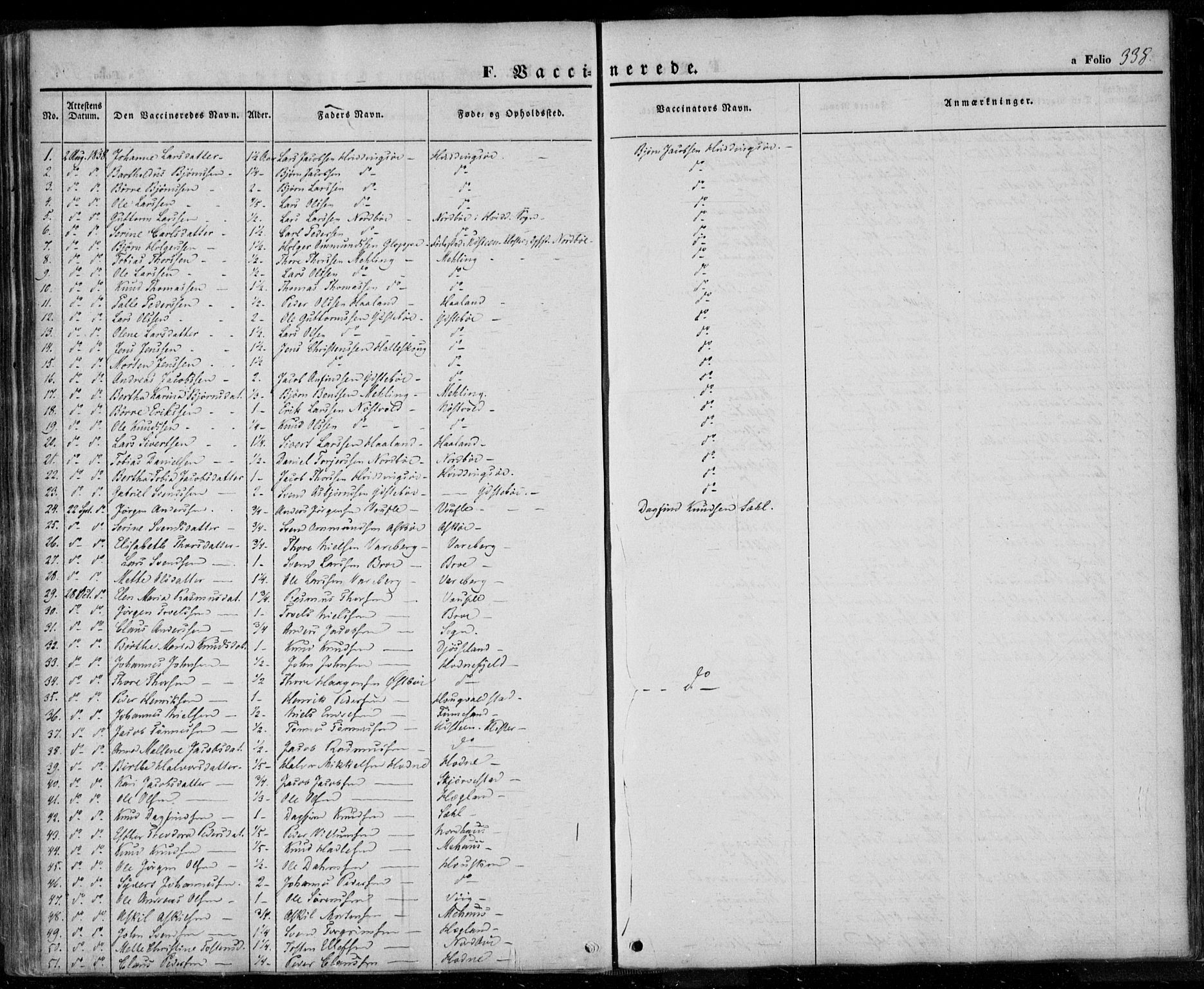 Rennesøy sokneprestkontor, SAST/A -101827/H/Ha/Haa/L0005: Parish register (official) no. A 5, 1838-1859, p. 338