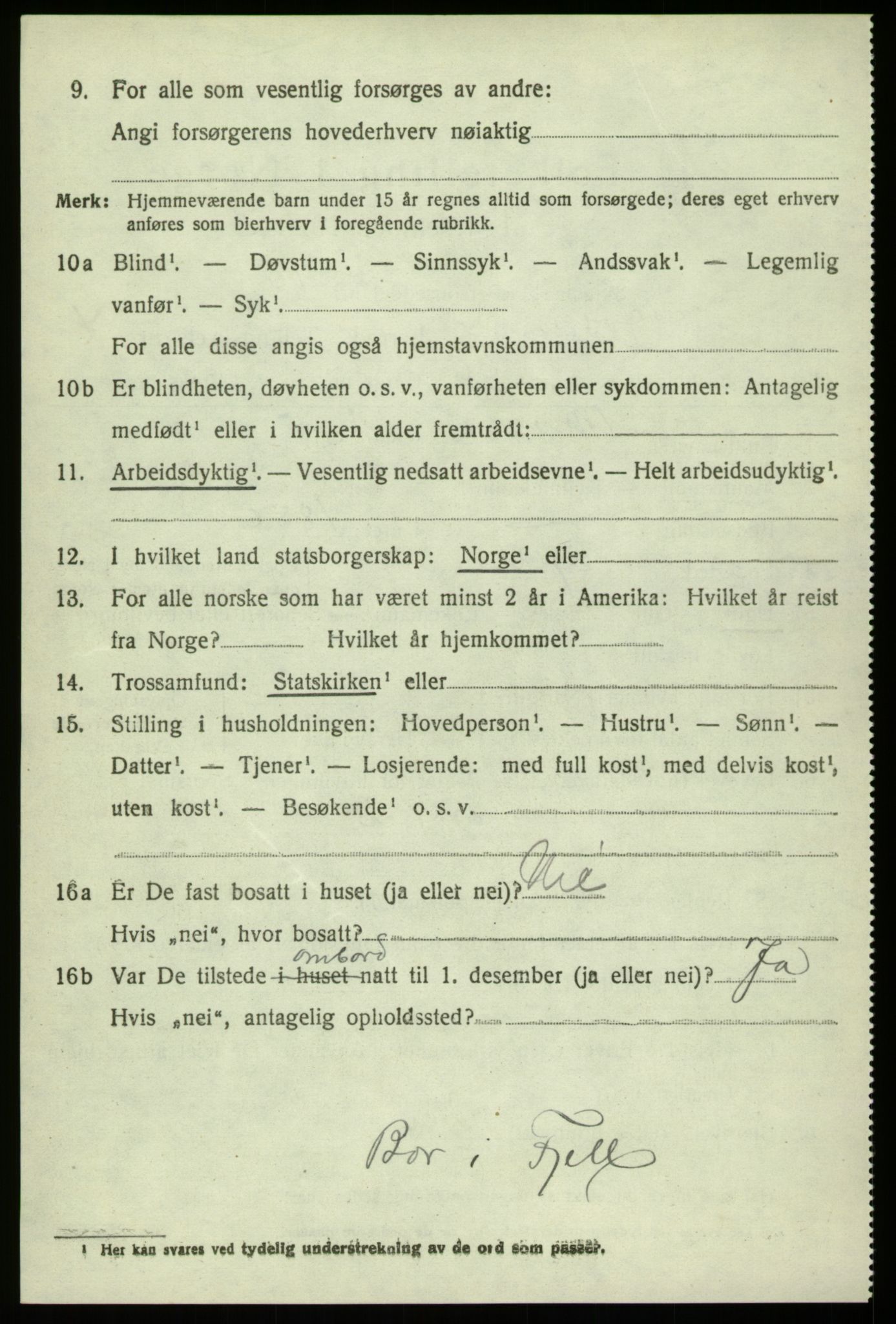 SAB, 1920 census for Hosanger, 1920, p. 2326