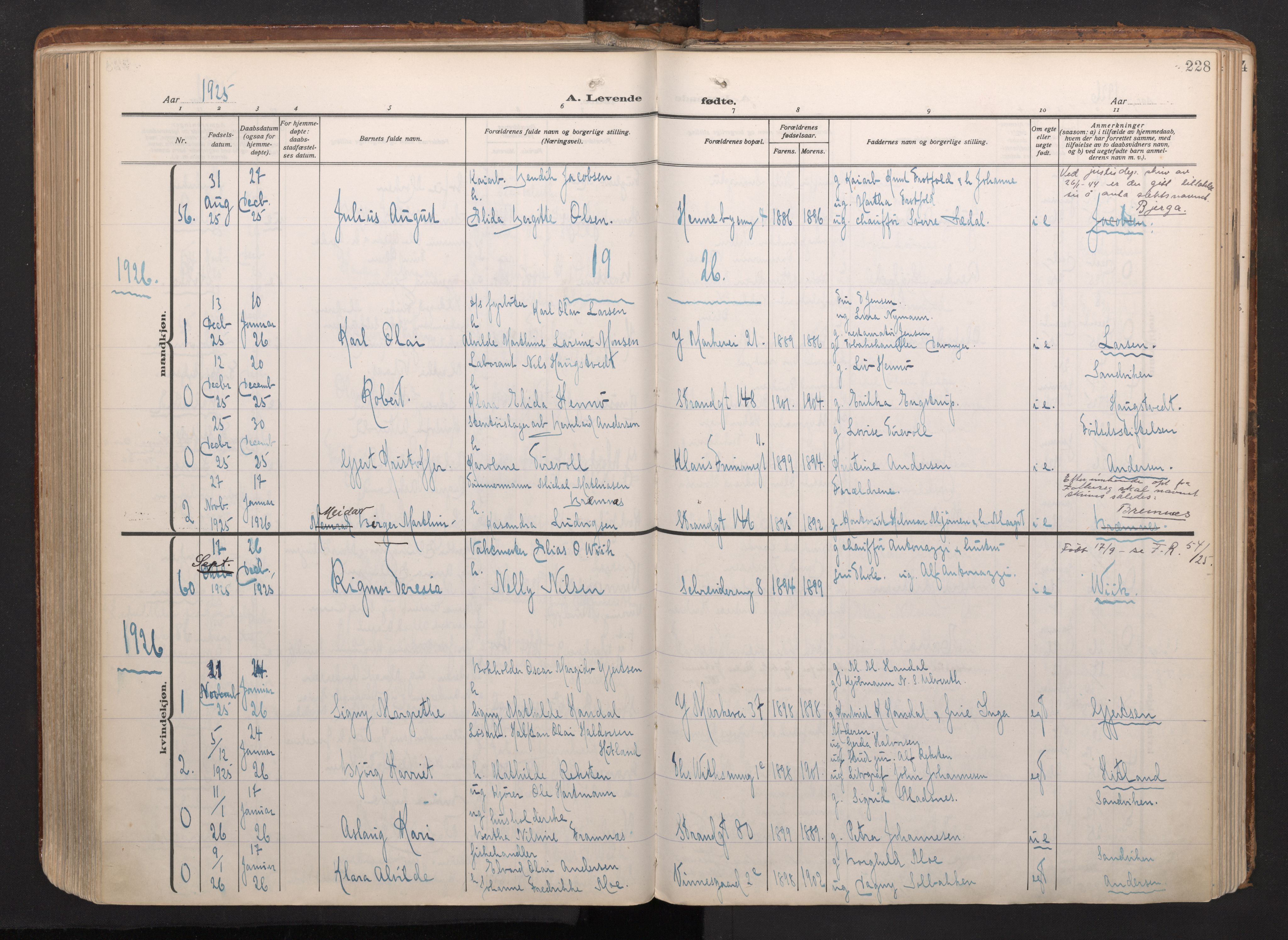 Nykirken Sokneprestembete, SAB/A-77101/H/Haa/L0020: Parish register (official) no. B 8, 1916-1933, p. 227b-228a
