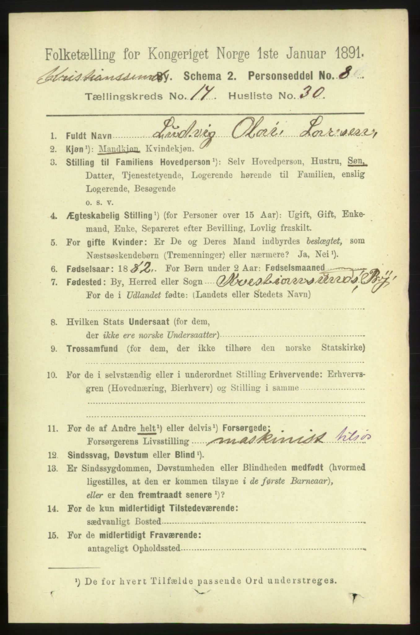 RA, 1891 census for 1503 Kristiansund, 1891, p. 10594