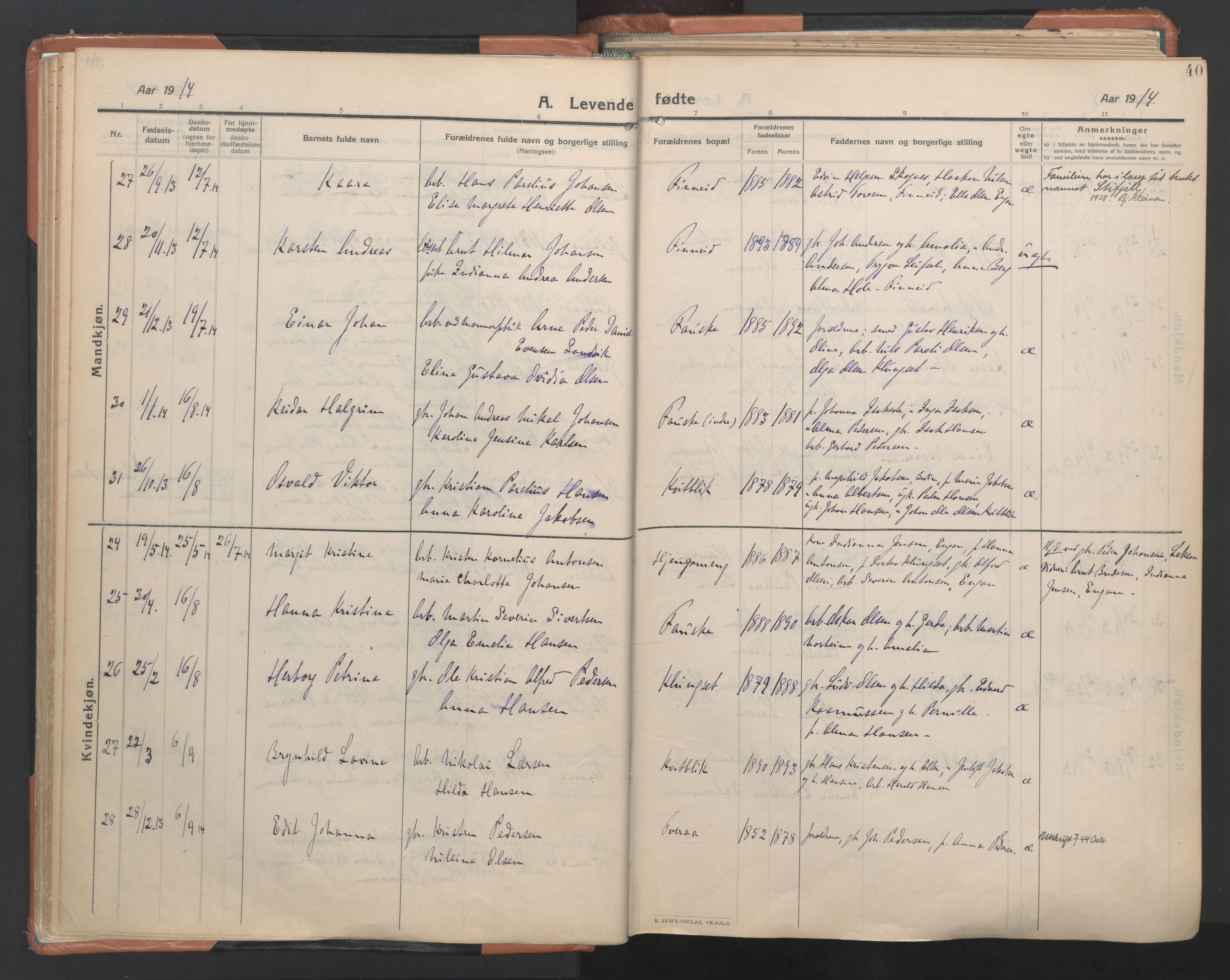 Ministerialprotokoller, klokkerbøker og fødselsregistre - Nordland, AV/SAT-A-1459/849/L0698: Parish register (official) no. 849A09, 1911-1924, p. 40