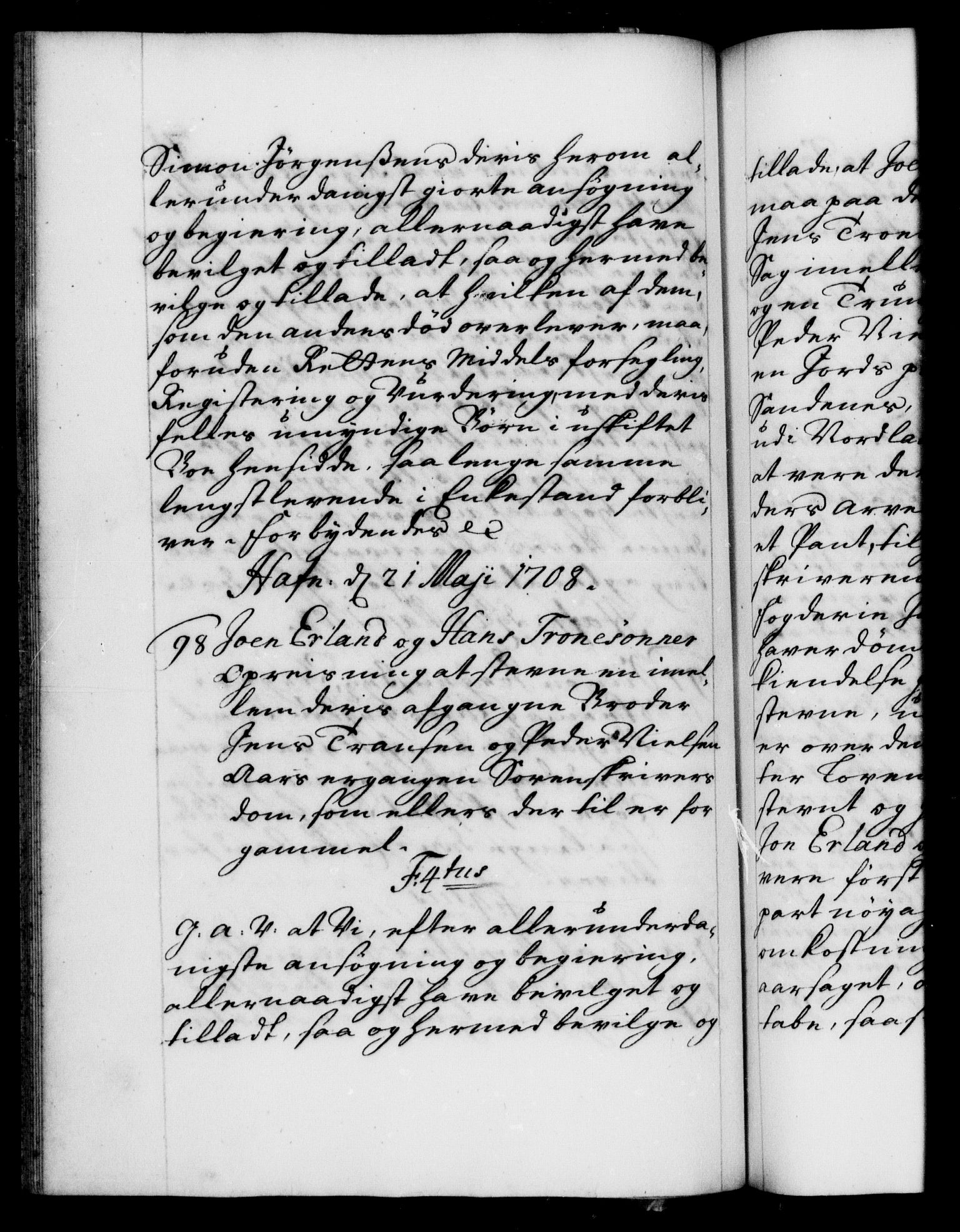 Danske Kanselli 1572-1799, AV/RA-EA-3023/F/Fc/Fca/Fcaa/L0020: Norske registre, 1708-1711, p. 71b