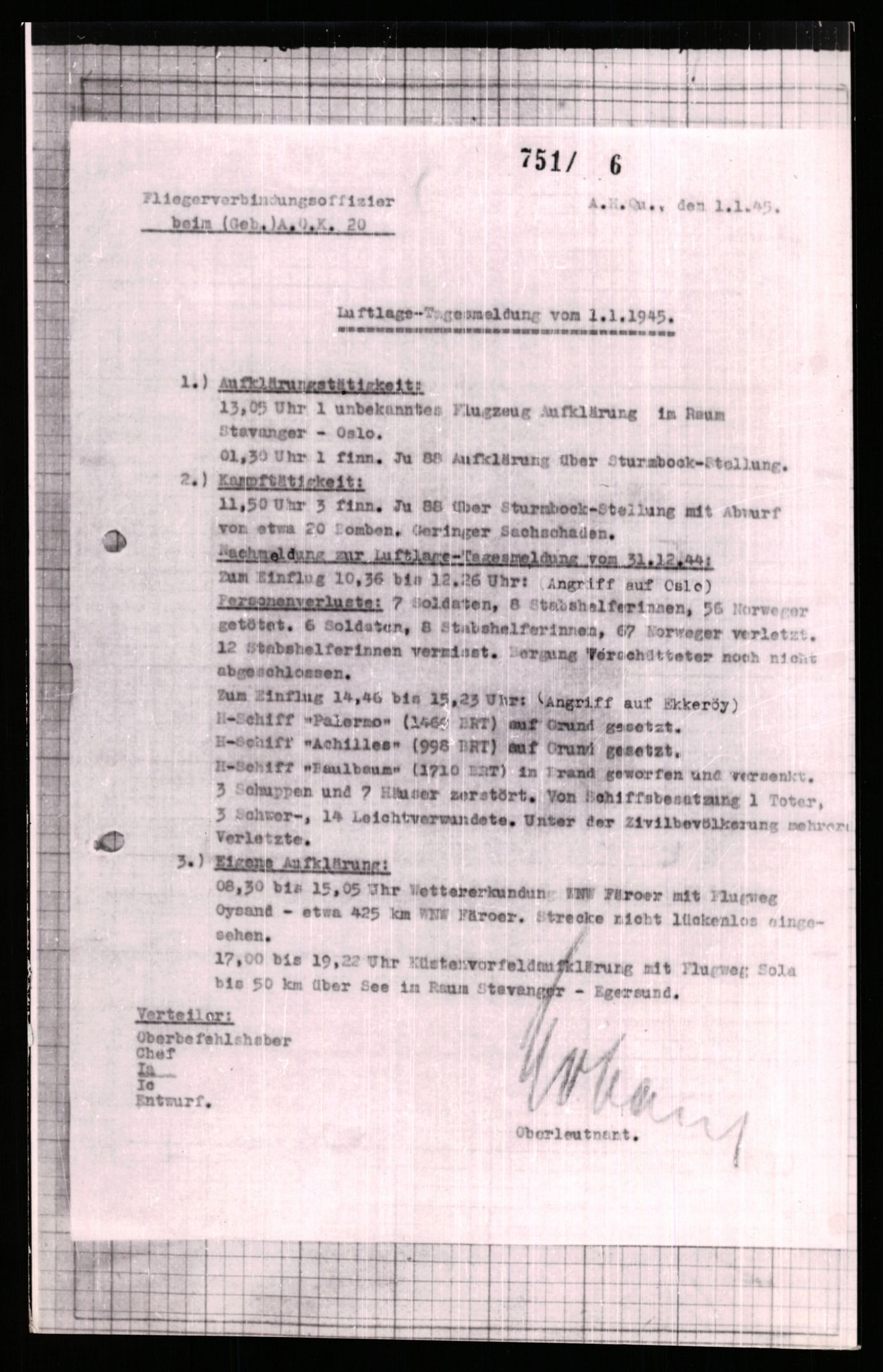 Forsvarets Overkommando. 2 kontor. Arkiv 11.4. Spredte tyske arkivsaker, AV/RA-RAFA-7031/D/Dar/Dara/L0006: Krigsdagbøker for 20. Gebirgs-Armee-Oberkommando (AOK 20), 1945, p. 12