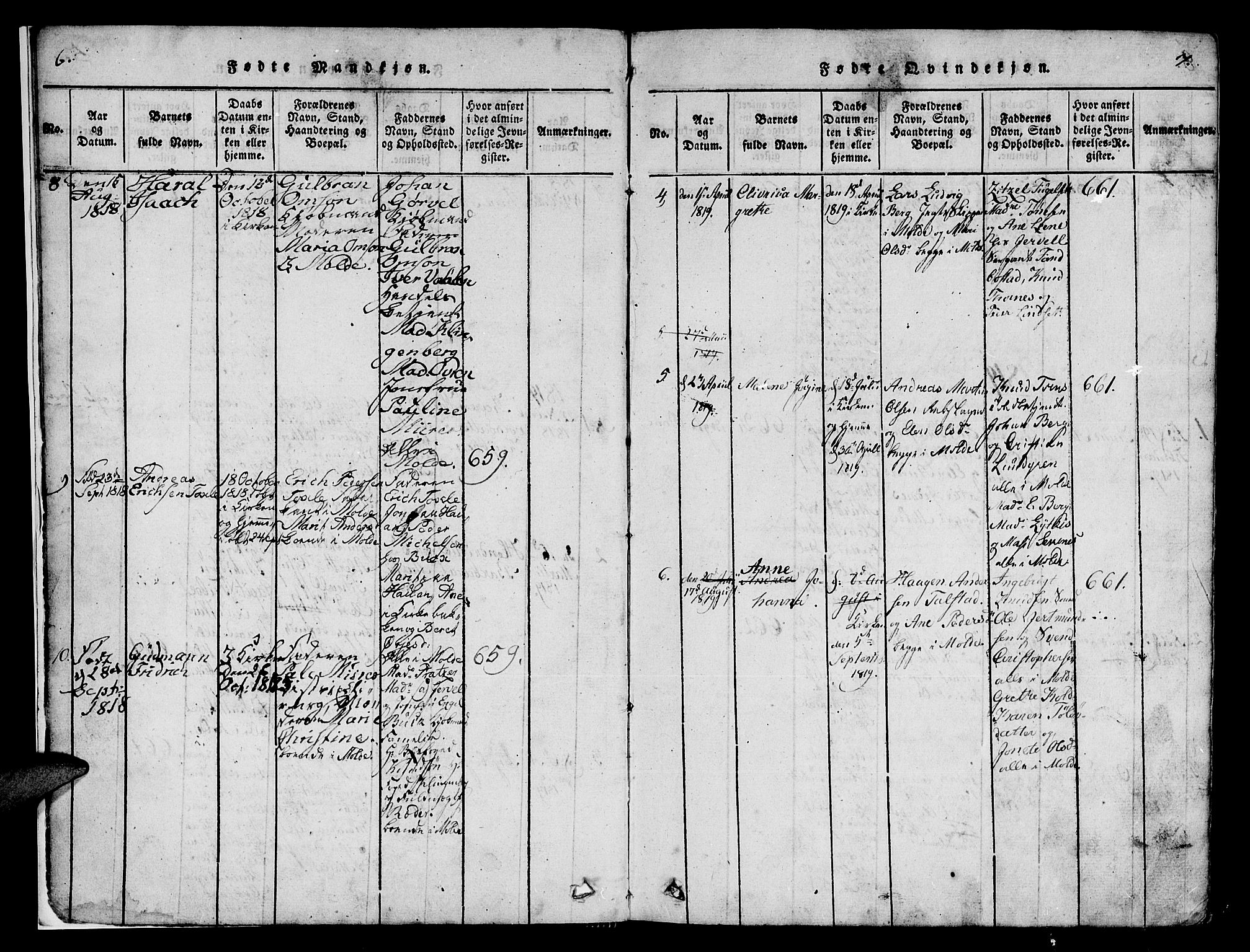Ministerialprotokoller, klokkerbøker og fødselsregistre - Møre og Romsdal, SAT/A-1454/558/L0700: Parish register (copy) no. 558C01, 1818-1868, p. 6-7