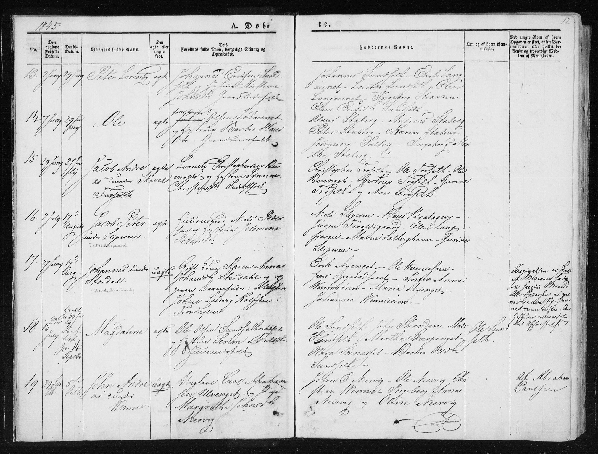Ministerialprotokoller, klokkerbøker og fødselsregistre - Nord-Trøndelag, SAT/A-1458/733/L0323: Parish register (official) no. 733A02, 1843-1870, p. 12