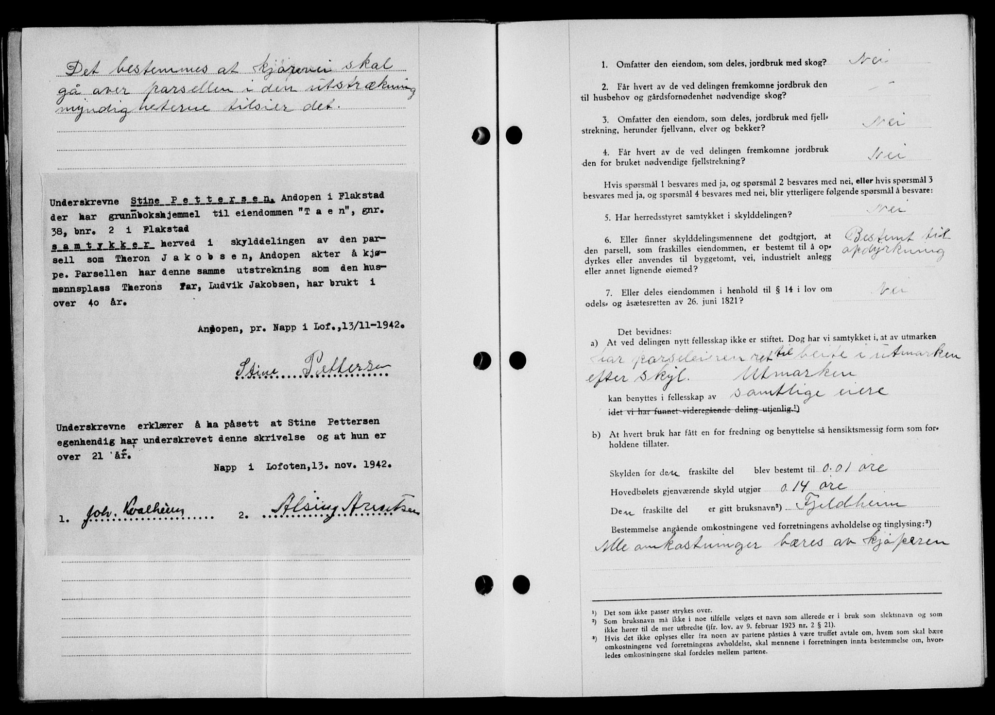 Lofoten sorenskriveri, SAT/A-0017/1/2/2C/L0010a: Mortgage book no. 10a, 1942-1943, Diary no: : 1886/1942