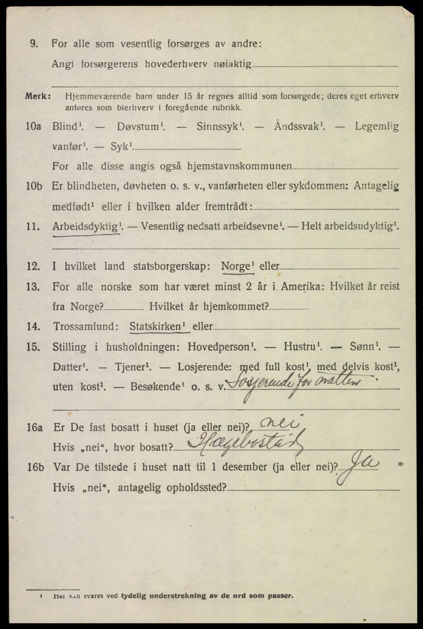 SAK, 1920 census for Lyngdal, 1920, p. 1934