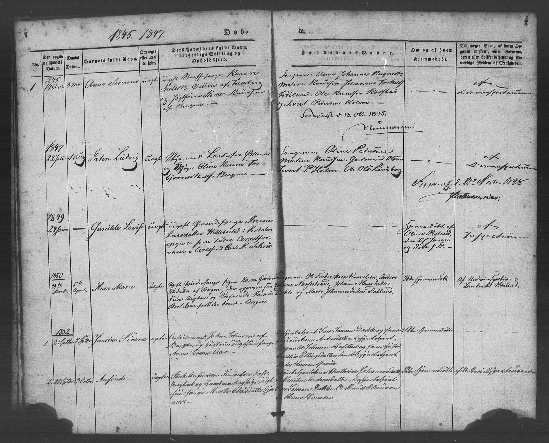 Bergens straffeanstalt, SAB/A-100323: Parish register (official) no. A 1, 1841-1884, p. 4