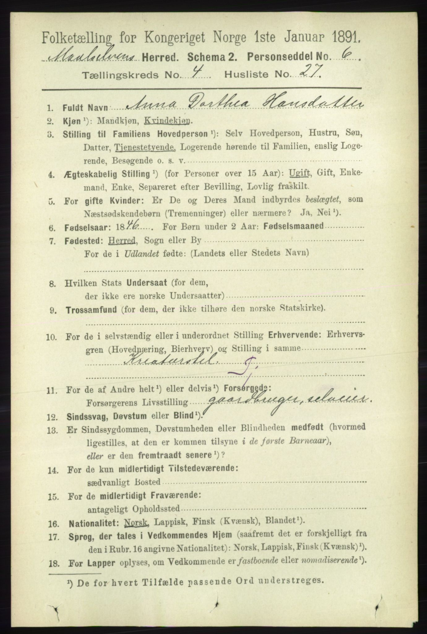 RA, 1891 census for 1924 Målselv, 1891, p. 1282