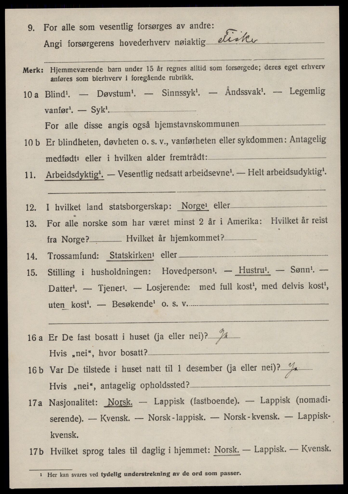 SAT, 1920 census for Sandstad, 1920, p. 2080