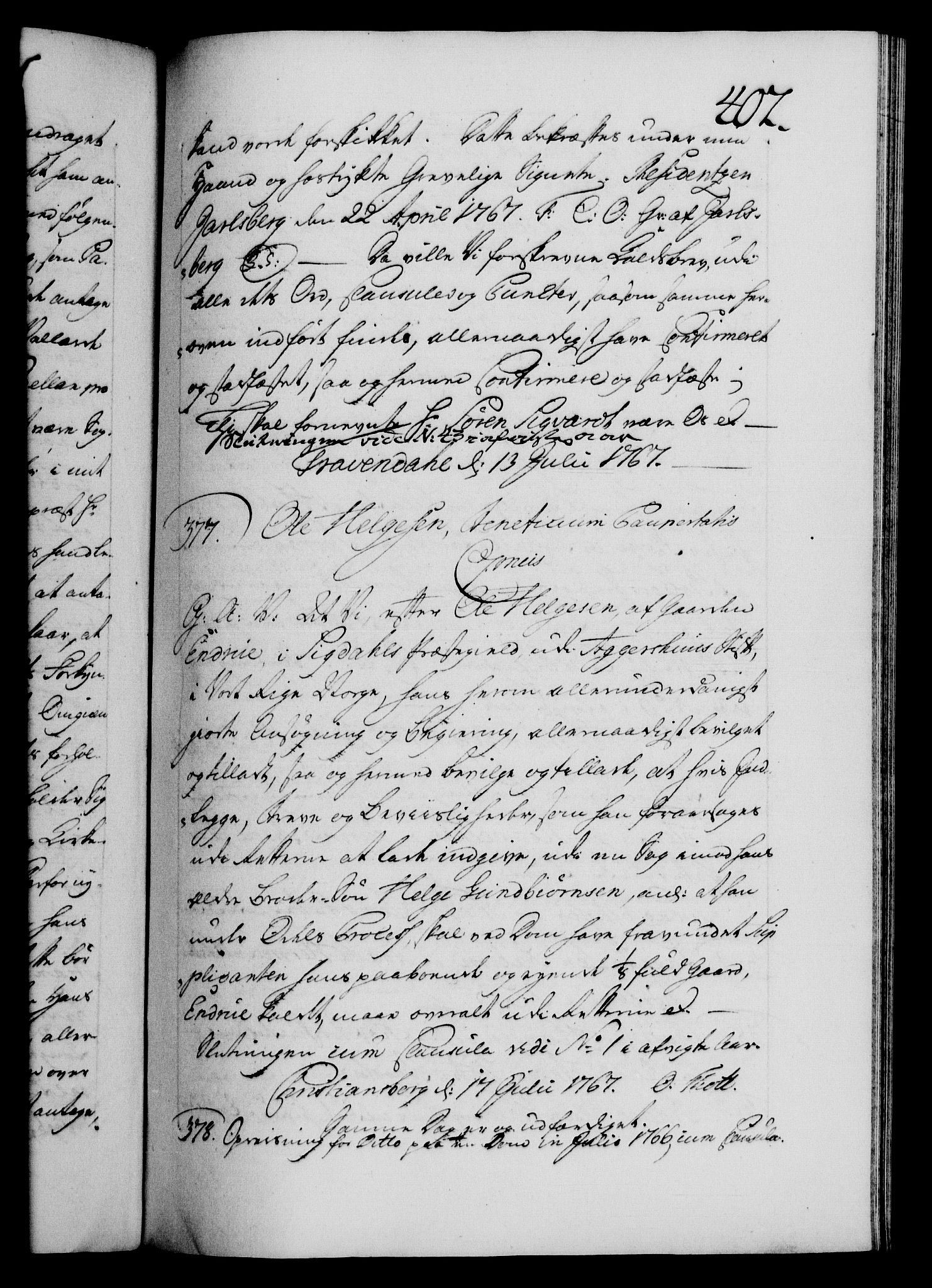 Danske Kanselli 1572-1799, AV/RA-EA-3023/F/Fc/Fca/Fcaa/L0043: Norske registre, 1766-1768, p. 402a