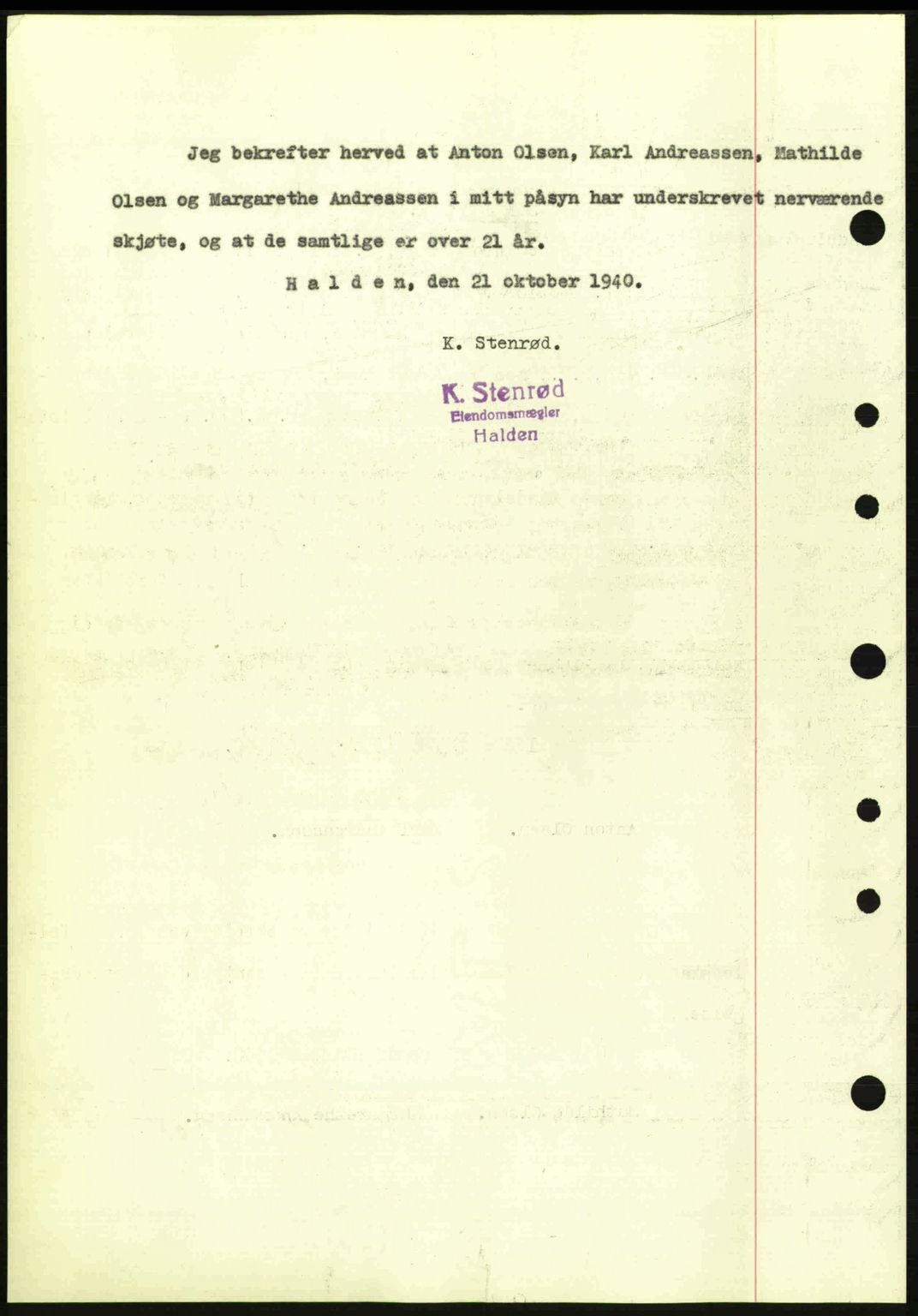 Idd og Marker sorenskriveri, AV/SAO-A-10283/G/Gb/Gbb/L0004: Mortgage book no. A4, 1940-1941, Diary no: : 943/1940